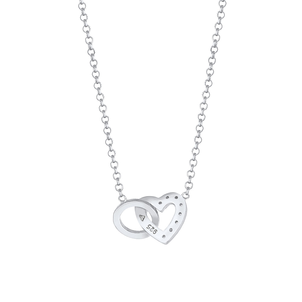 Silber - Elli DIAMONDS | Halskette Herz | Diamant (Weiß, 0,04 ct) | 925er Sterling Silber