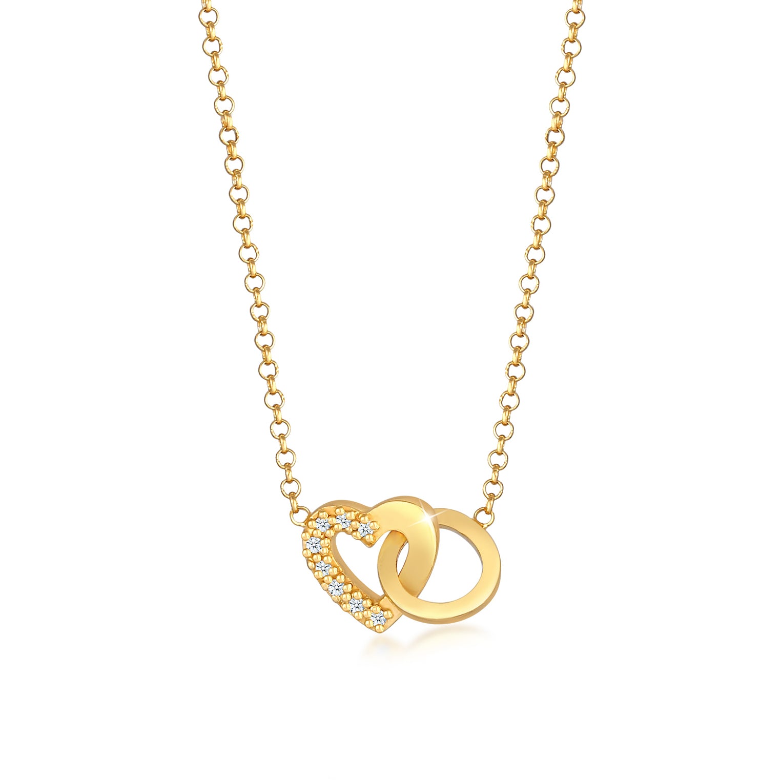 Gold - Elli DIAMONDS | Halskette Herz | Diamant ( Weiß, 0,04 ct ) | 925 Sterling Silber vergoldet