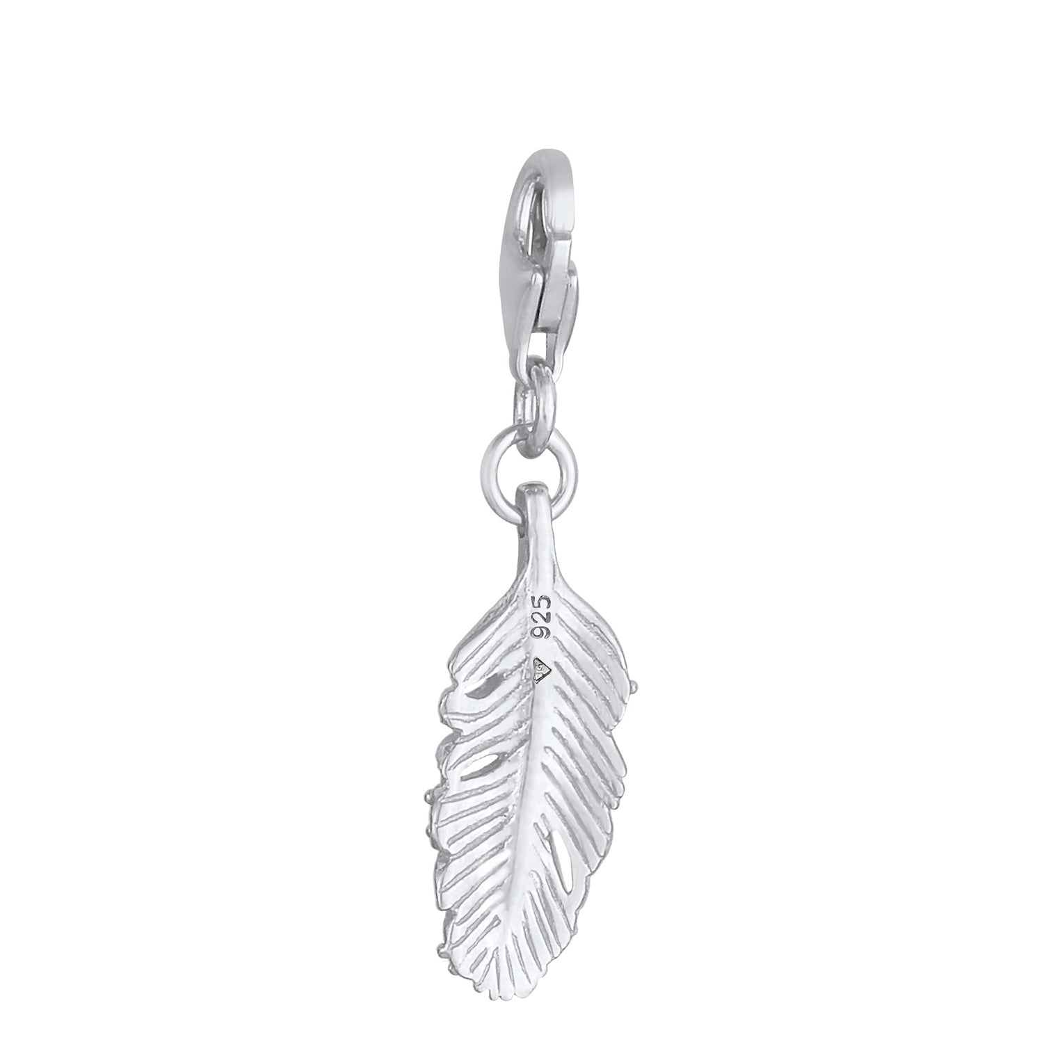 Silber - Nenalina | Charm Feder | Kristall ( Rosa ) | 925er Sterling Silber