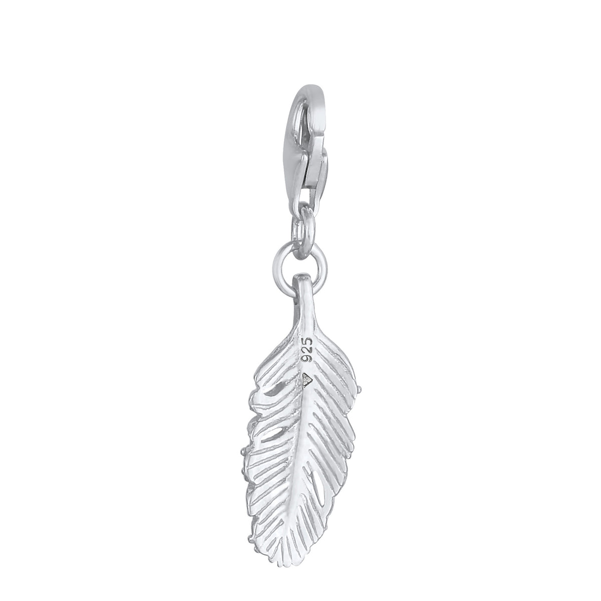 Silber - Nenalina | Charm Feder | Kristall ( Rosa ) | 925er Sterling Silber