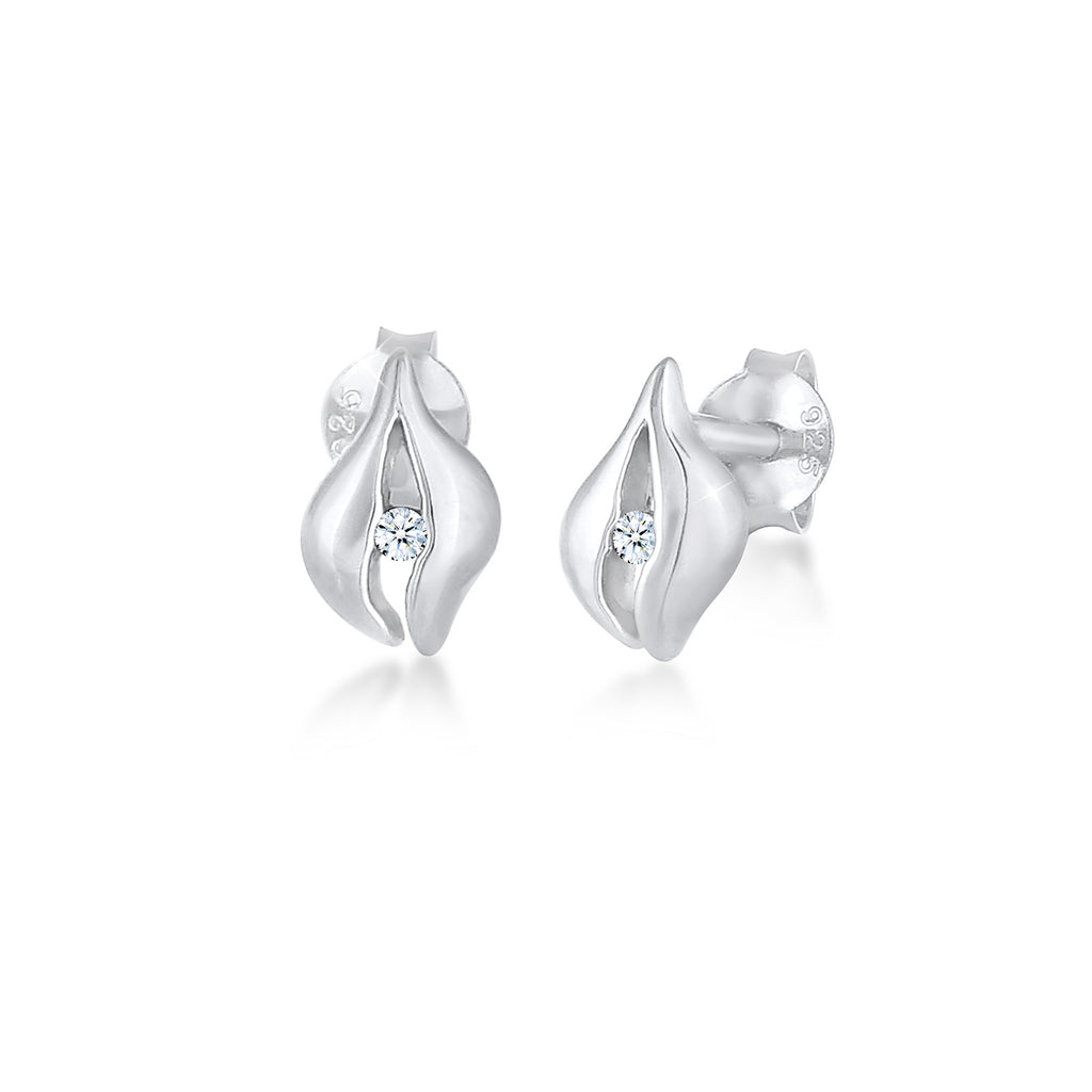 Silber - Elli DIAMONDS | Ohrstecker Tropfen | Diamant ( Weiß, 0,03 ct ) | 925er Sterling Silber
