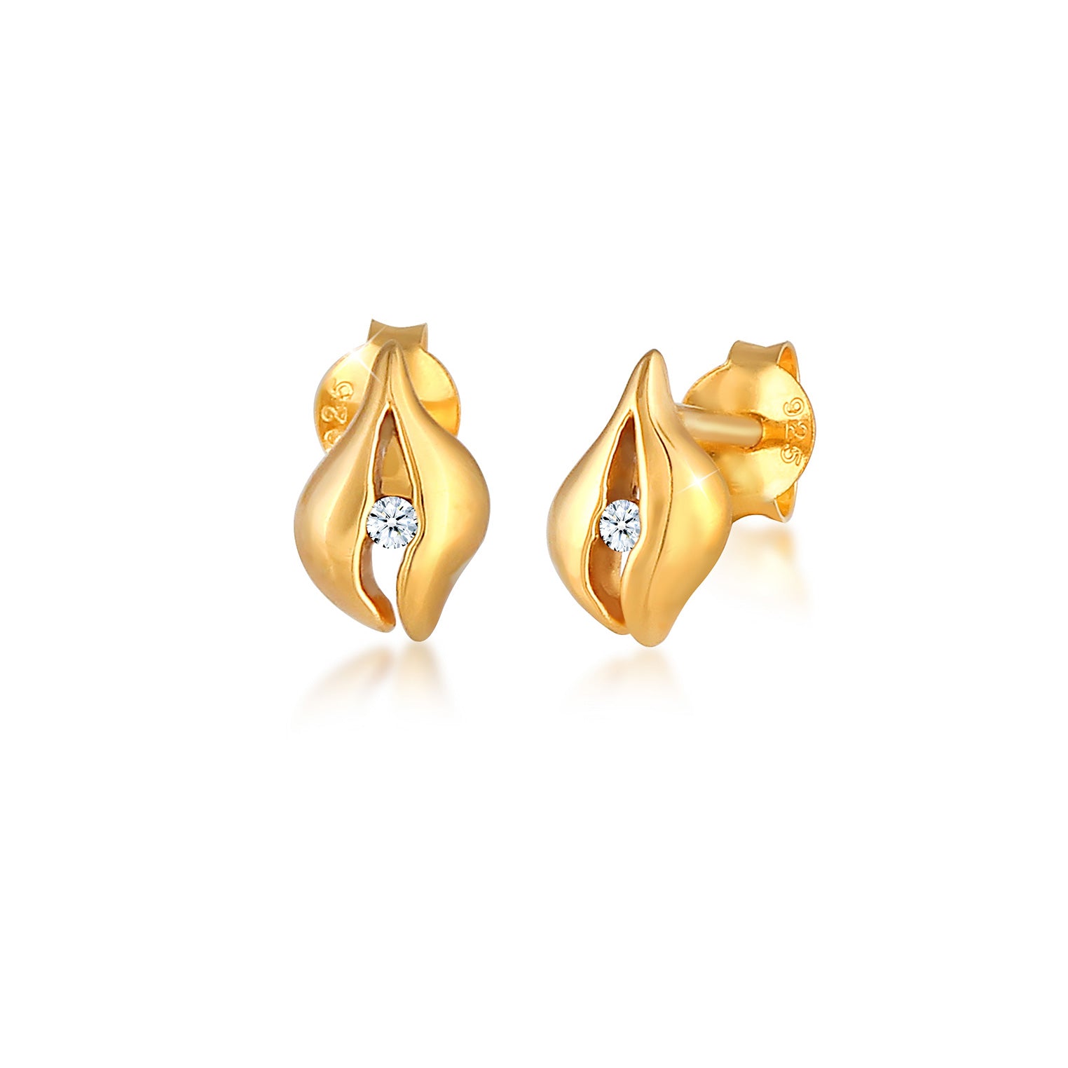 Gold - Elli DIAMONDS | Ohrstecker Tropfen | Diamant ( Weiß, 0,03 ct ) | 925 Sterling Silber vergoldet