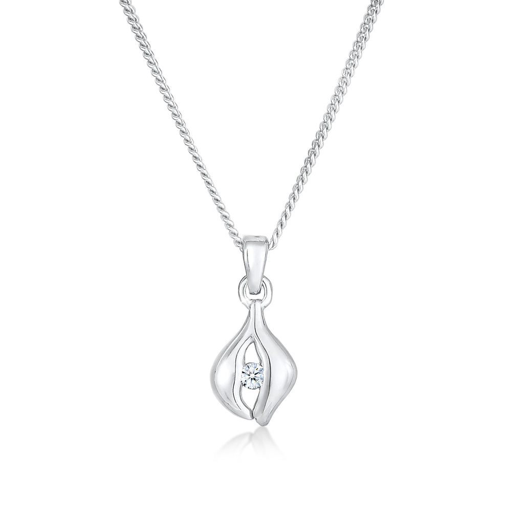 Silber - Elli DIAMONDS | Halskette Tropfen | Diamant ( Weiß, 0,03 ct ) | 925er Sterling Silber