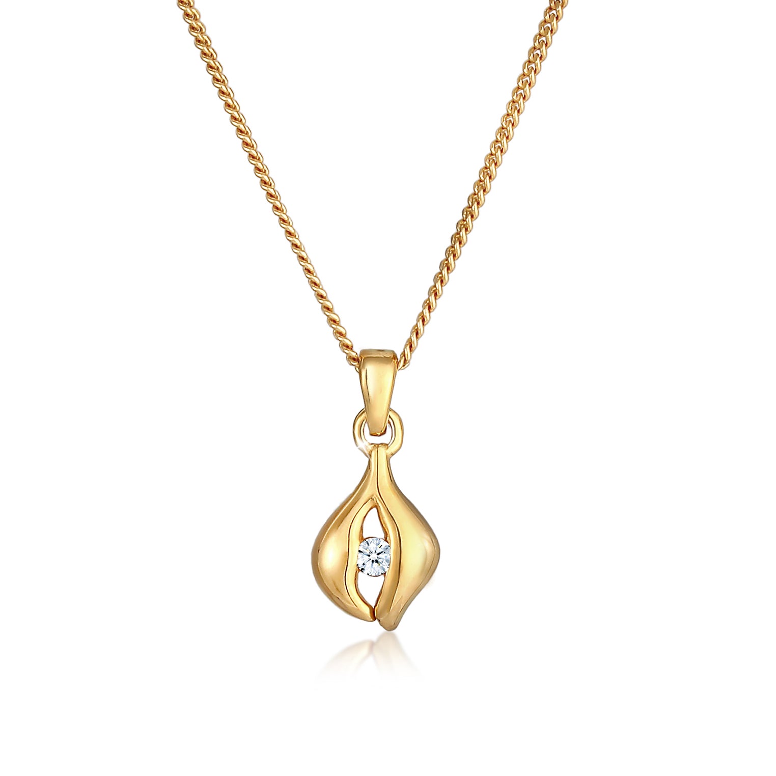 Gold - Elli DIAMONDS | Halskette Tropfen | Diamant ( Weiß, 0,03 ct ) | 925 Sterling Silber vergoldet