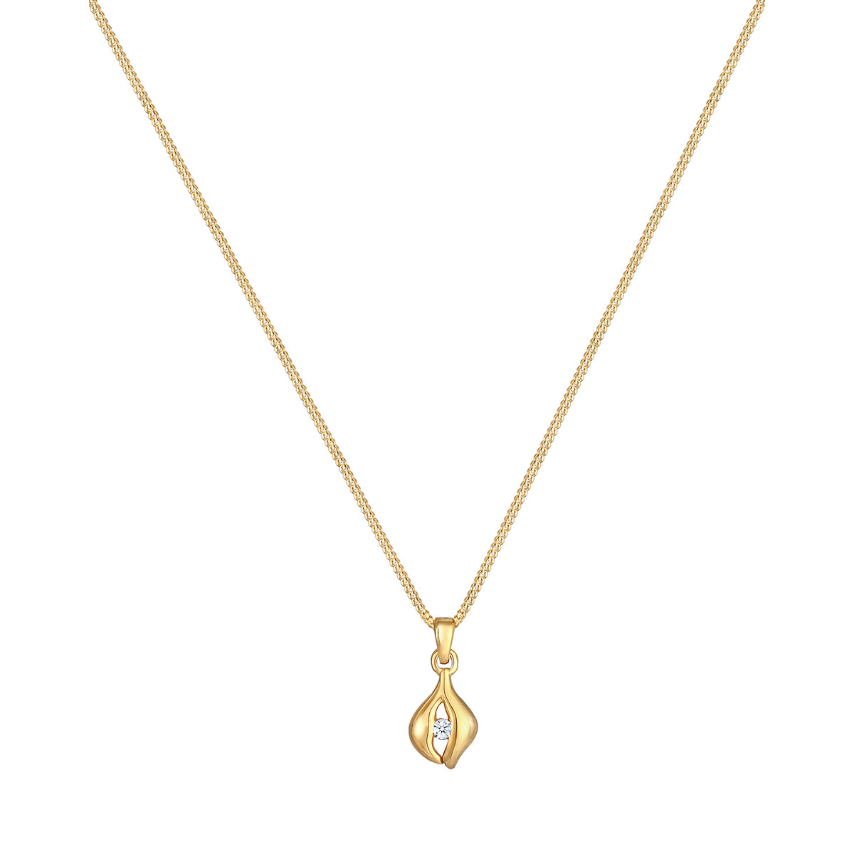 Gold - Elli DIAMONDS | Halskette Tropfen | Diamant ( Weiß, 0,03 ct ) | 925 Sterling Silber vergoldet