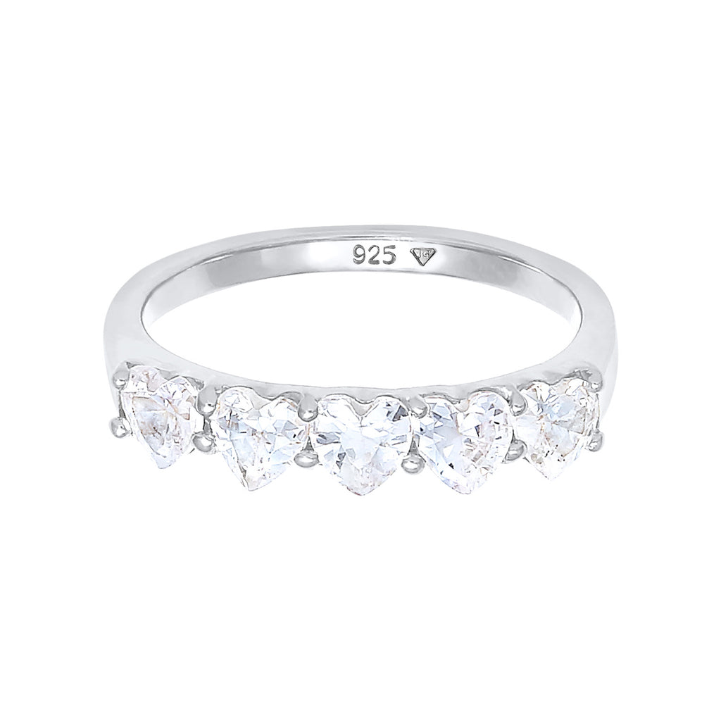 Silber - Elli | Ring Herz | Zirkonia ( Weiß ) | 925er Sterling Silber