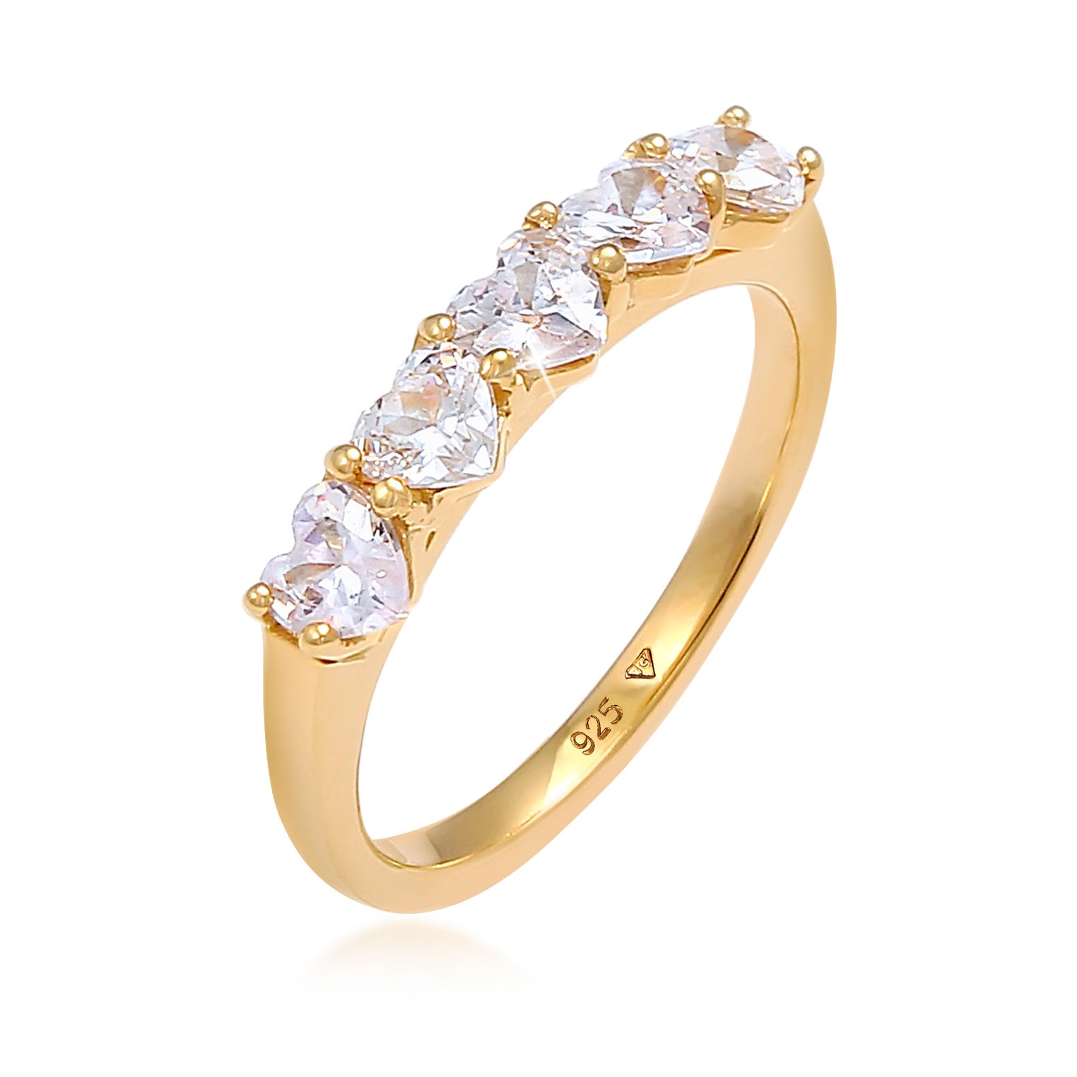 Gold - Elli | Ring Herz | Zirkonia ( Weiß ) | 925 Sterling Silber vergoldet