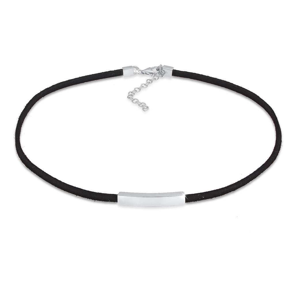 Silber - Elli | Choker | Kunstleder | 925er Sterling Silber