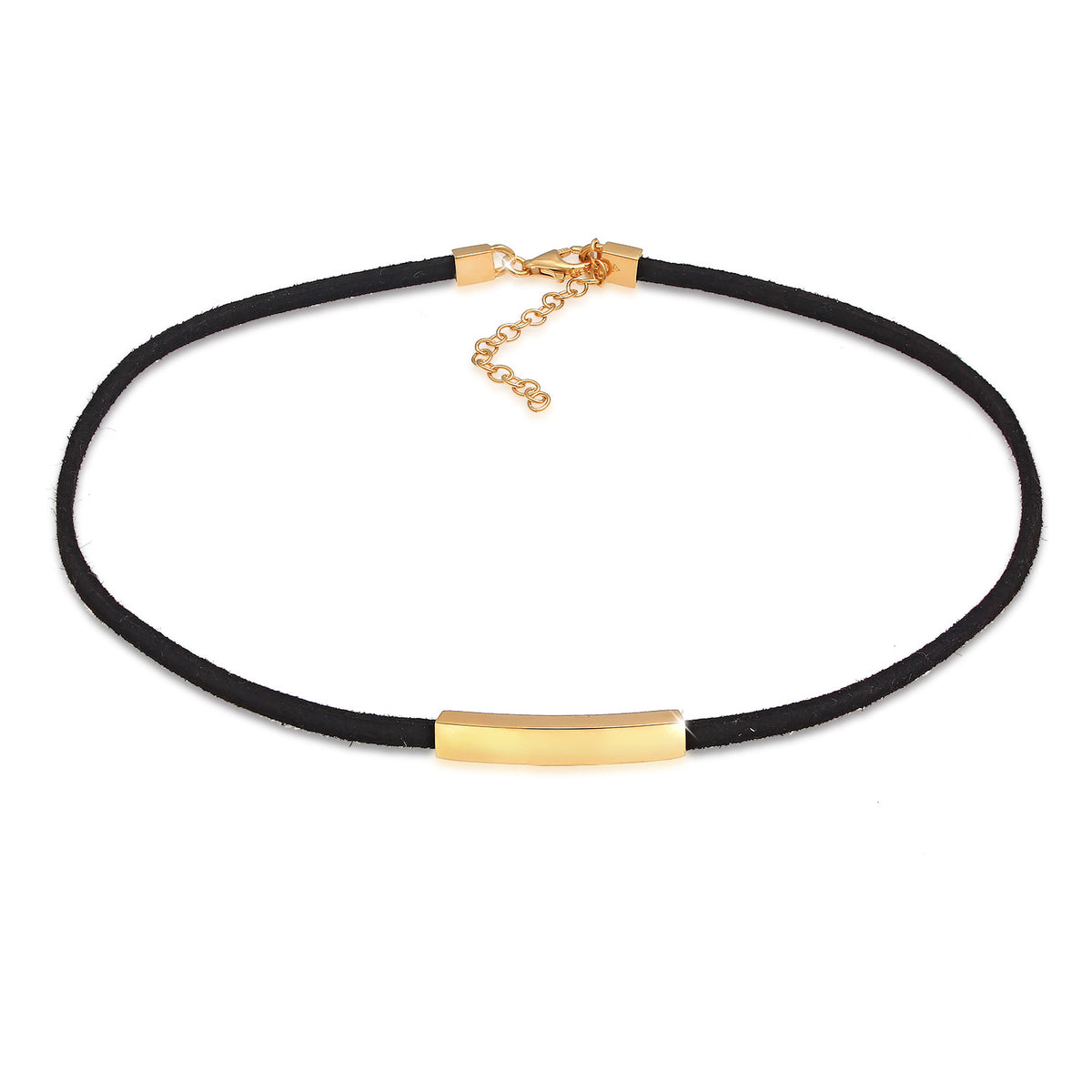 Gold - Elli | Choker | Kunstleder | 925 Sterling Silber vergoldet