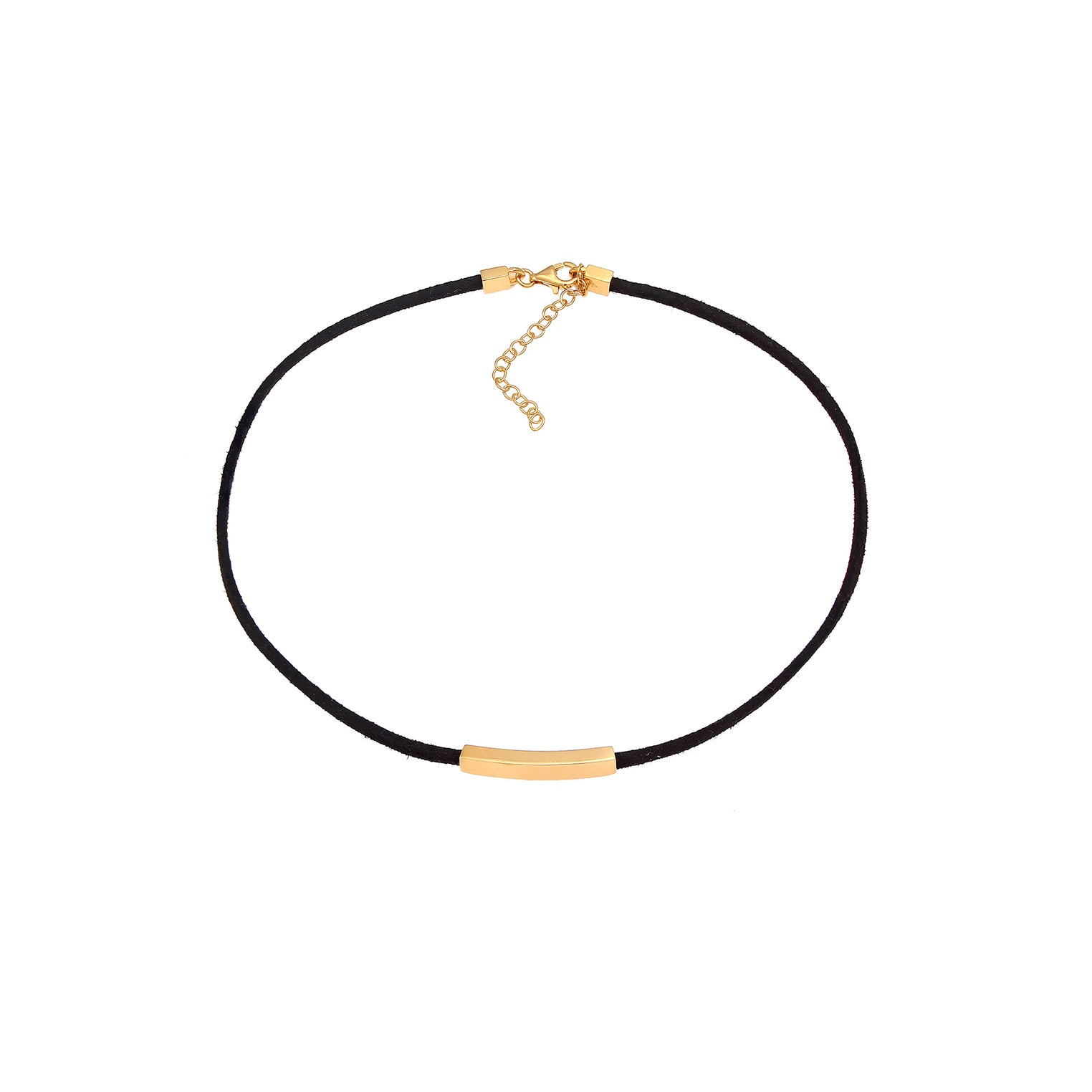 Gold - Elli | Choker | Kunstleder | 925 Sterling Silber vergoldet