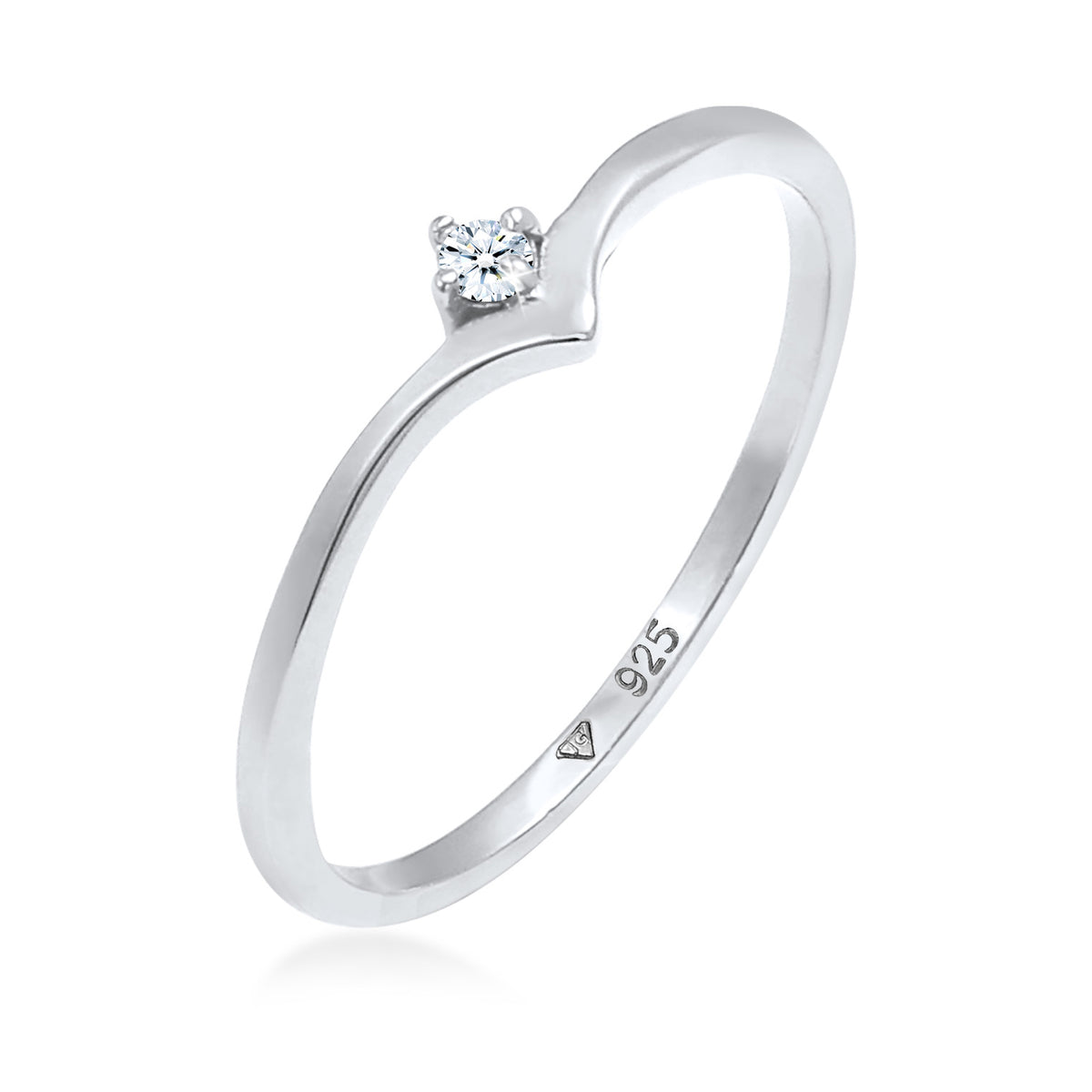 Silber - Elli DIAMONDS | Verlobungsring | Diamant ( Weiß, 0,03 ct ) | 925er Sterling Silber