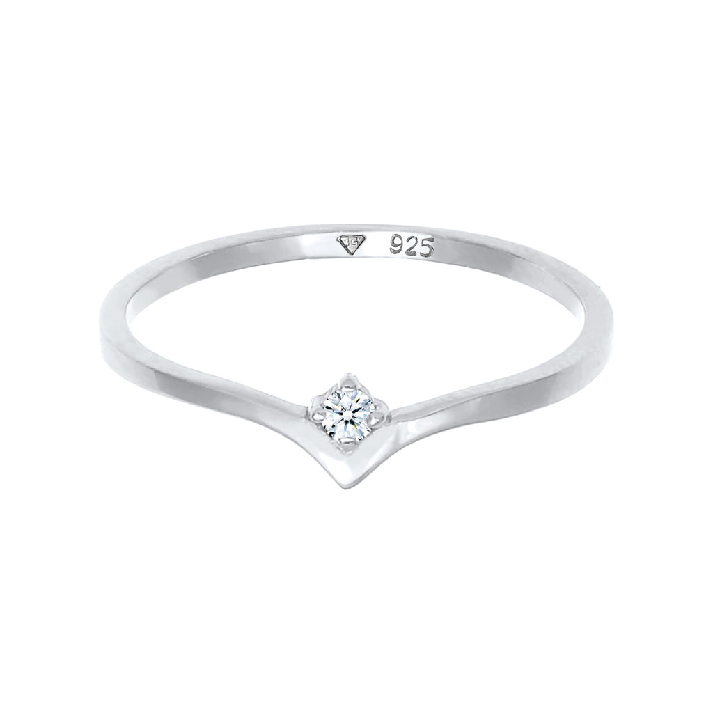 Silber - Elli DIAMONDS | Verlobungsring | Diamant ( Weiß, 0,03 ct ) | 925er Sterling Silber