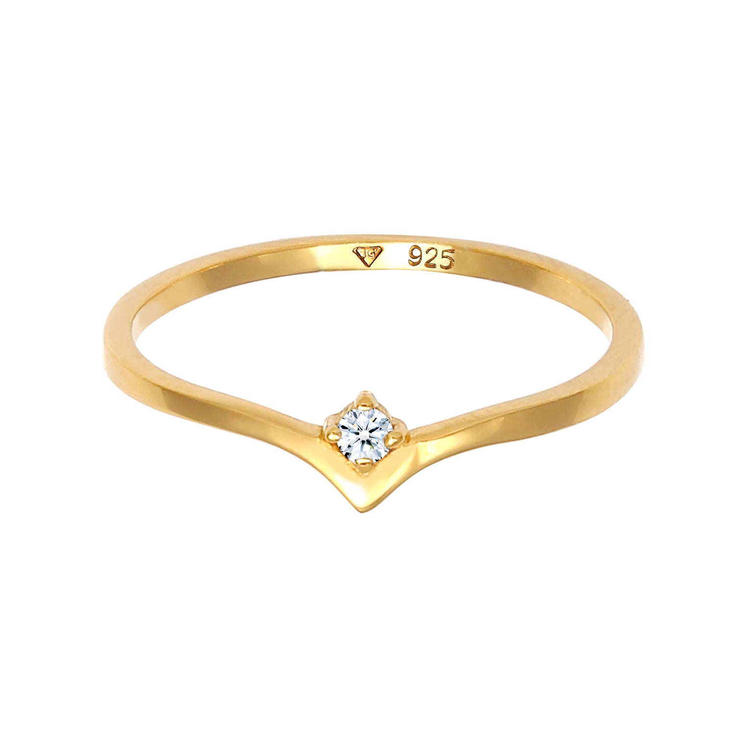 Gold - Elli DIAMONDS | Verlobungsring | Diamant ( Weiß, 0,03 ct ) | 925 Sterling Silber vergoldet