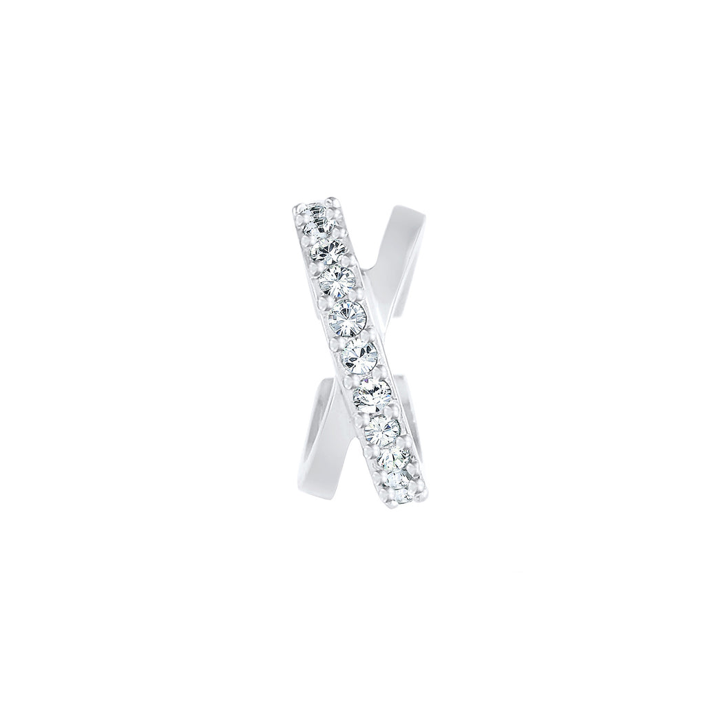 Silber - Elli | Earcuff | Kristall ( Weiß ) | 925er Sterling Silber