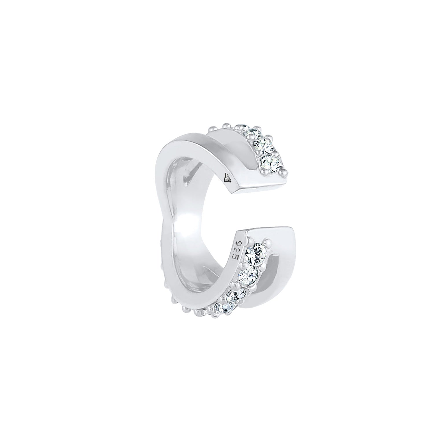 Silber - Elli | Earcuff | Kristall ( Weiß ) | 925er Sterling Silber