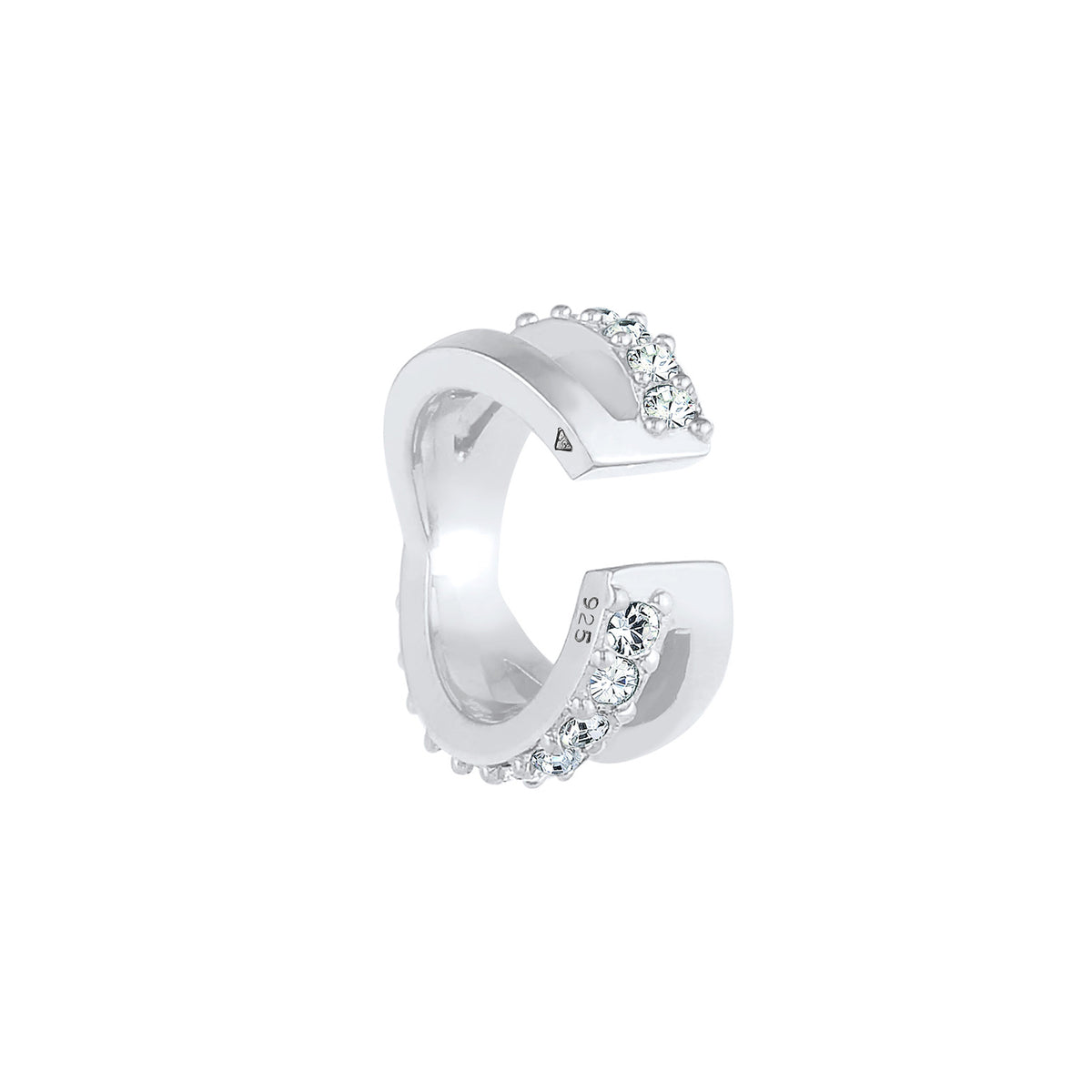 Silber - Elli | Earcuff | Kristall ( Weiß ) | 925er Sterling Silber