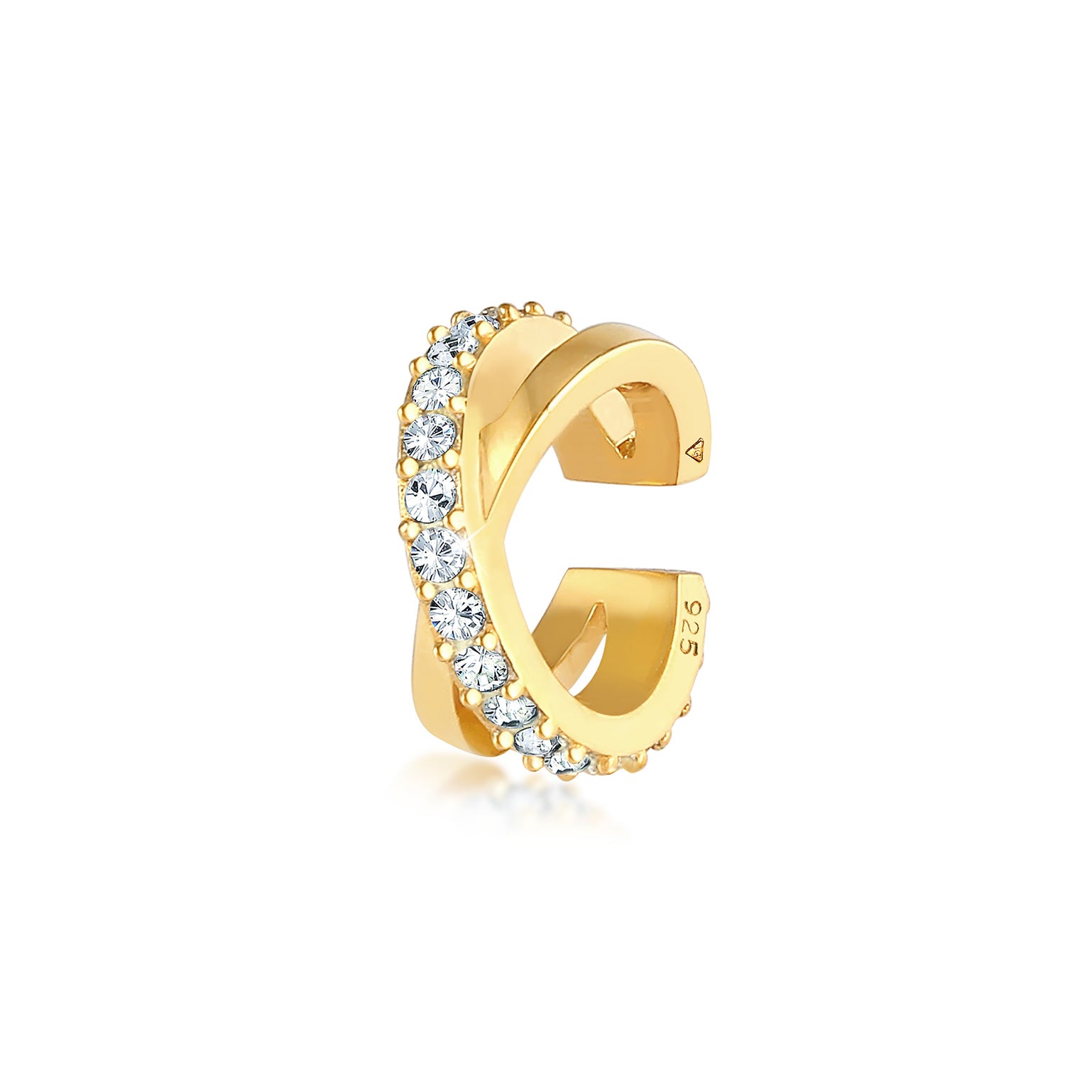 Gold - Elli | Earcuff | Mit Kristallen von Swarovski® (Weiß) | 925 Sterling Silber vergoldet