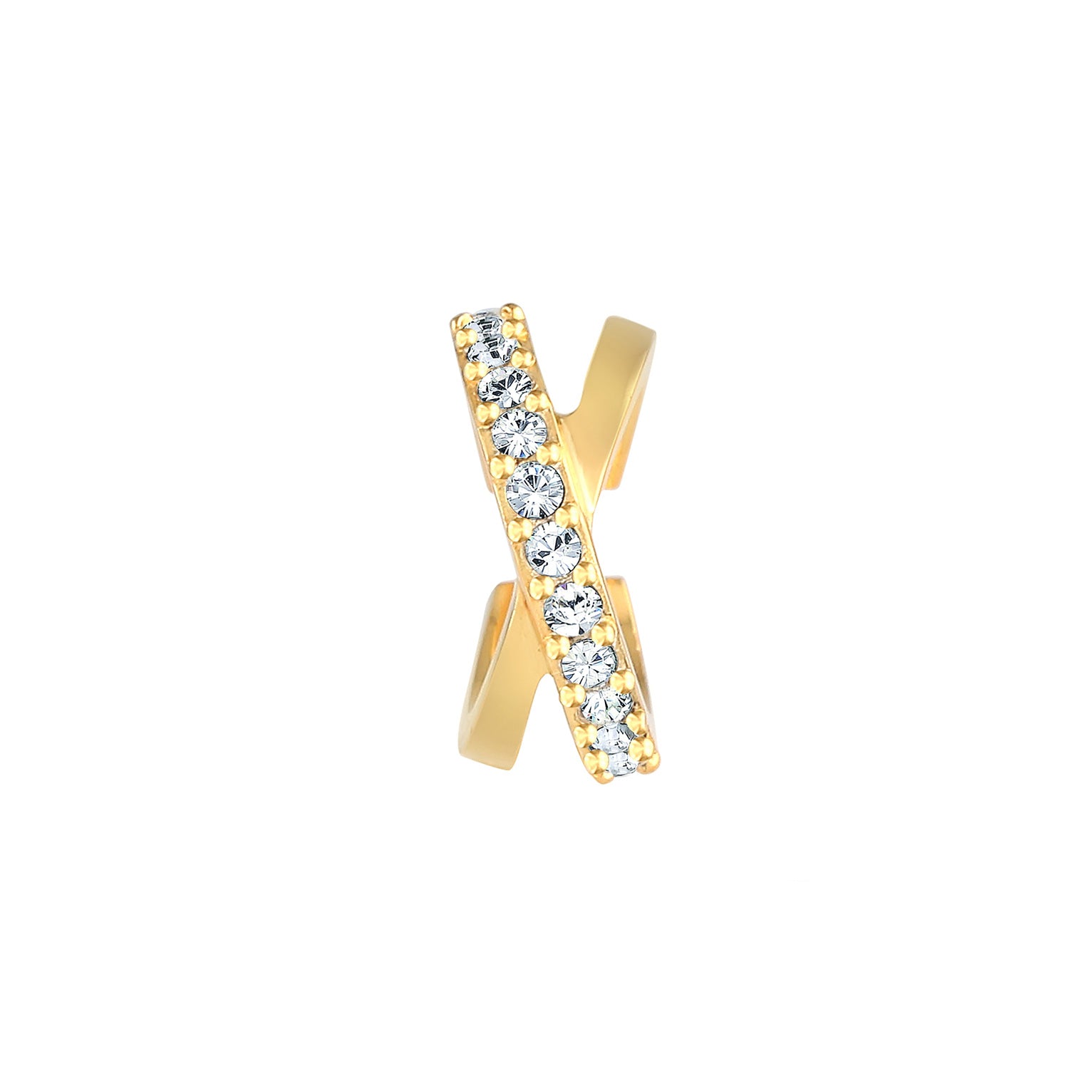 Gold - Elli | Earcuff | Mit Kristallen von Swarovski® (Weiß) | 925 Sterling Silber vergoldet