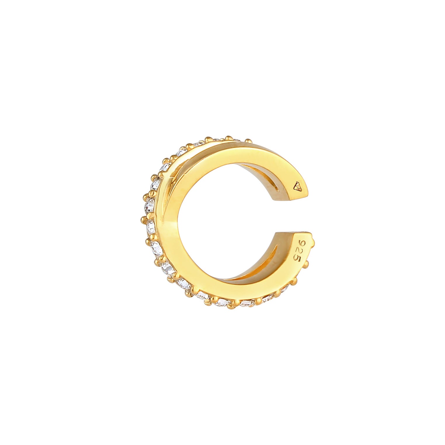 Gold - Elli | Earcuff | Mit Kristallen von Swarovski® (Weiß) | 925 Sterling Silber vergoldet