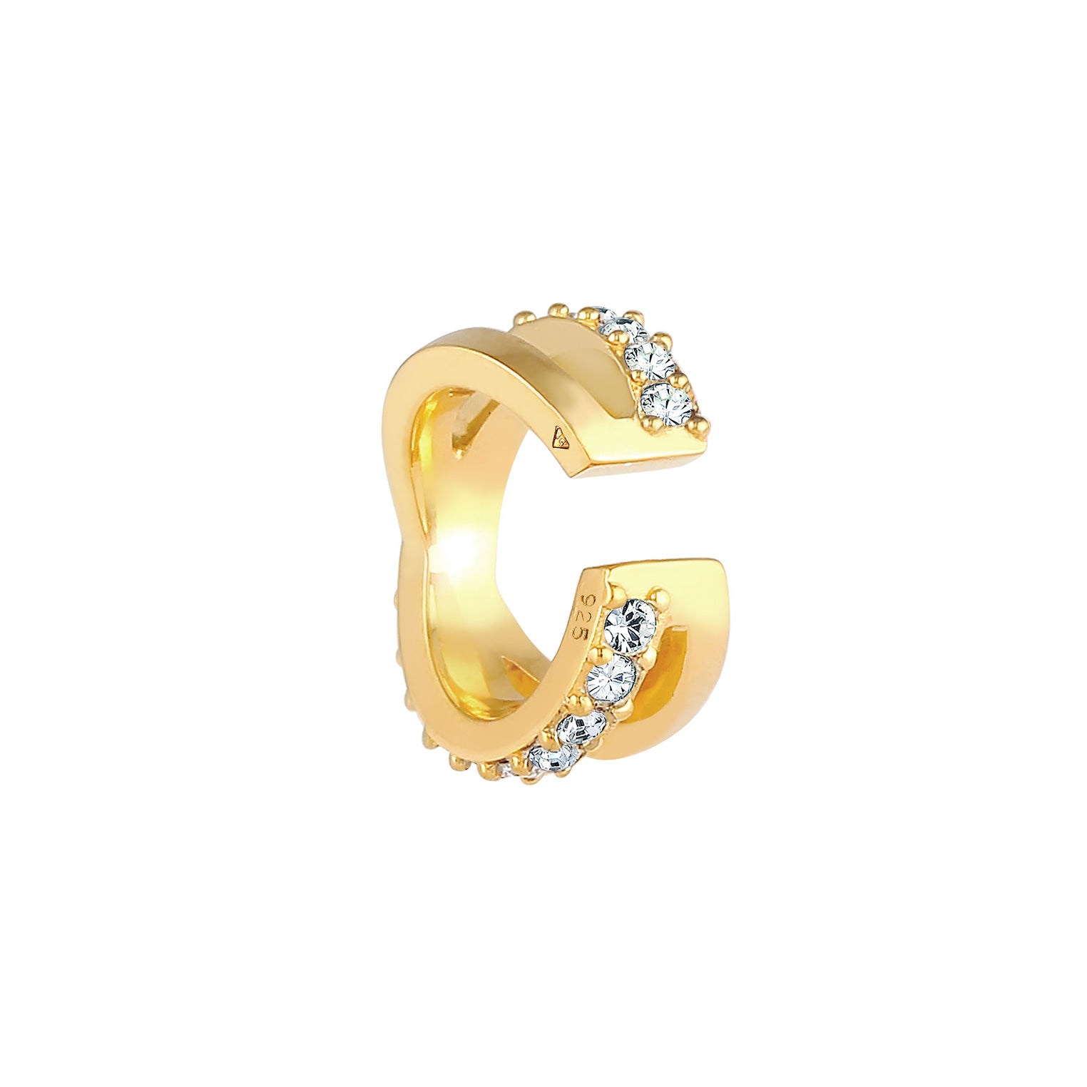 Gold - Elli | Earcuff | Mit Kristallen von Swarovski® (Weiß) | 925 Sterling Silber vergoldet
