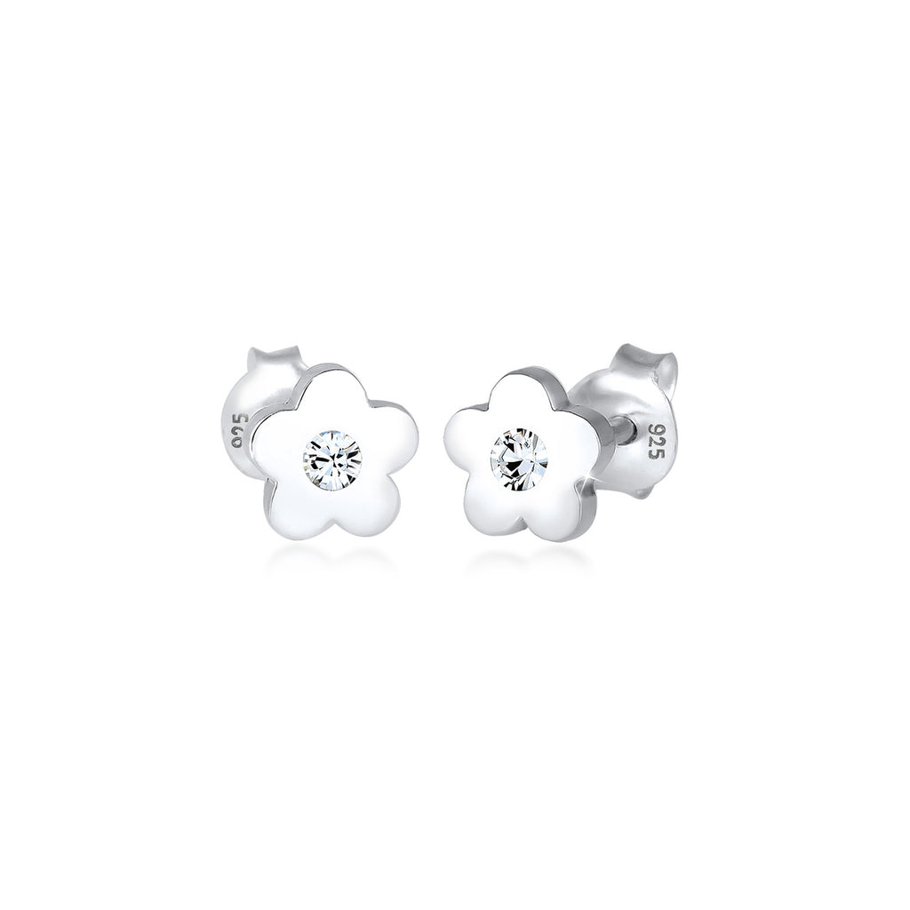Weiß - Elli | Ohrstecker Blume | Mit Kristallen von Swarovski® (Weiß) | 925er Sterling Silber
