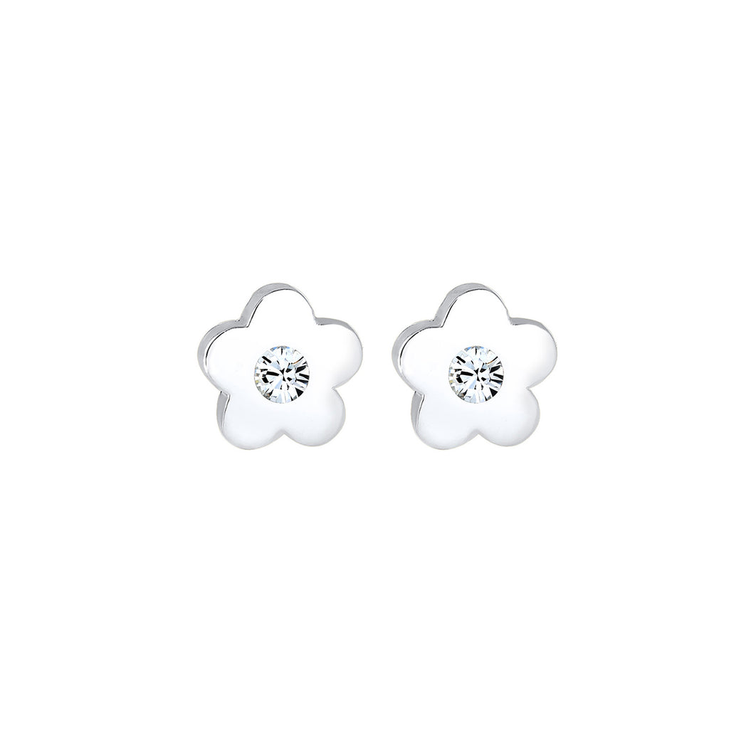 Weiß - Elli | Ohrstecker Blume | Mit Kristallen von Swarovski® (Weiß) | 925er Sterling Silber