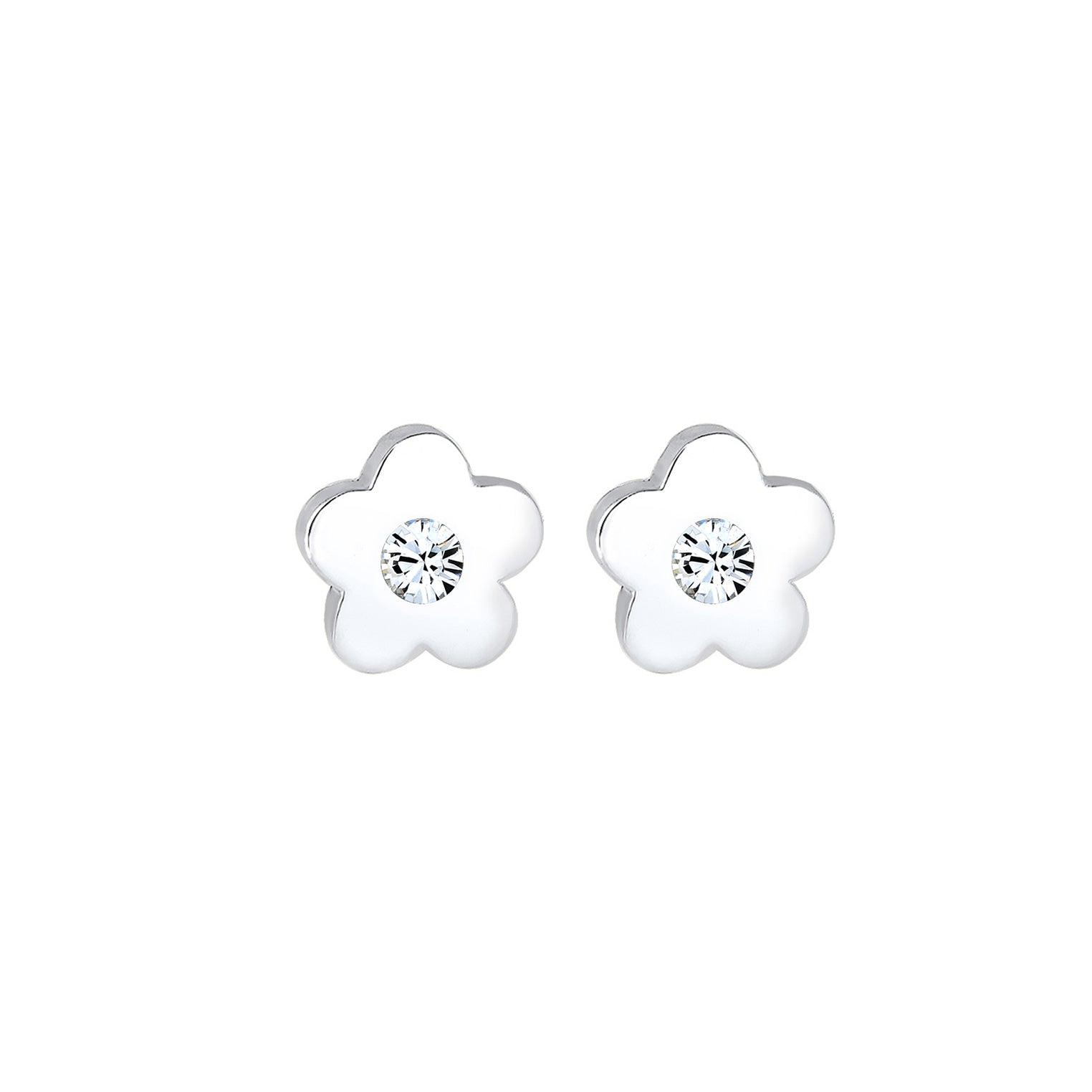 Weiß - Elli | Ohrstecker Blume | Kristall (Weiß) | 925er Sterling Silber