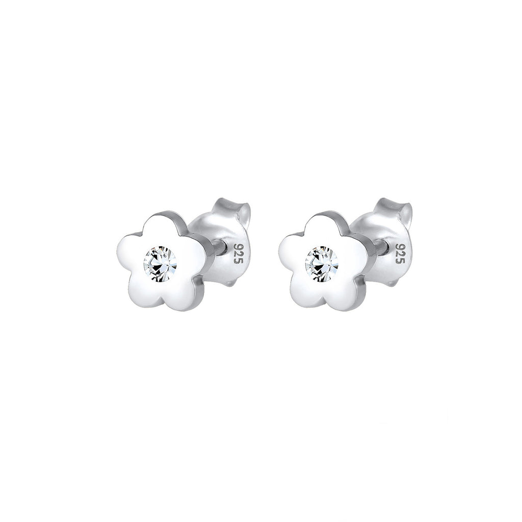 Weiß - Elli | Ohrstecker Blume | Mit Kristallen von Swarovski® (Weiß) | 925er Sterling Silber