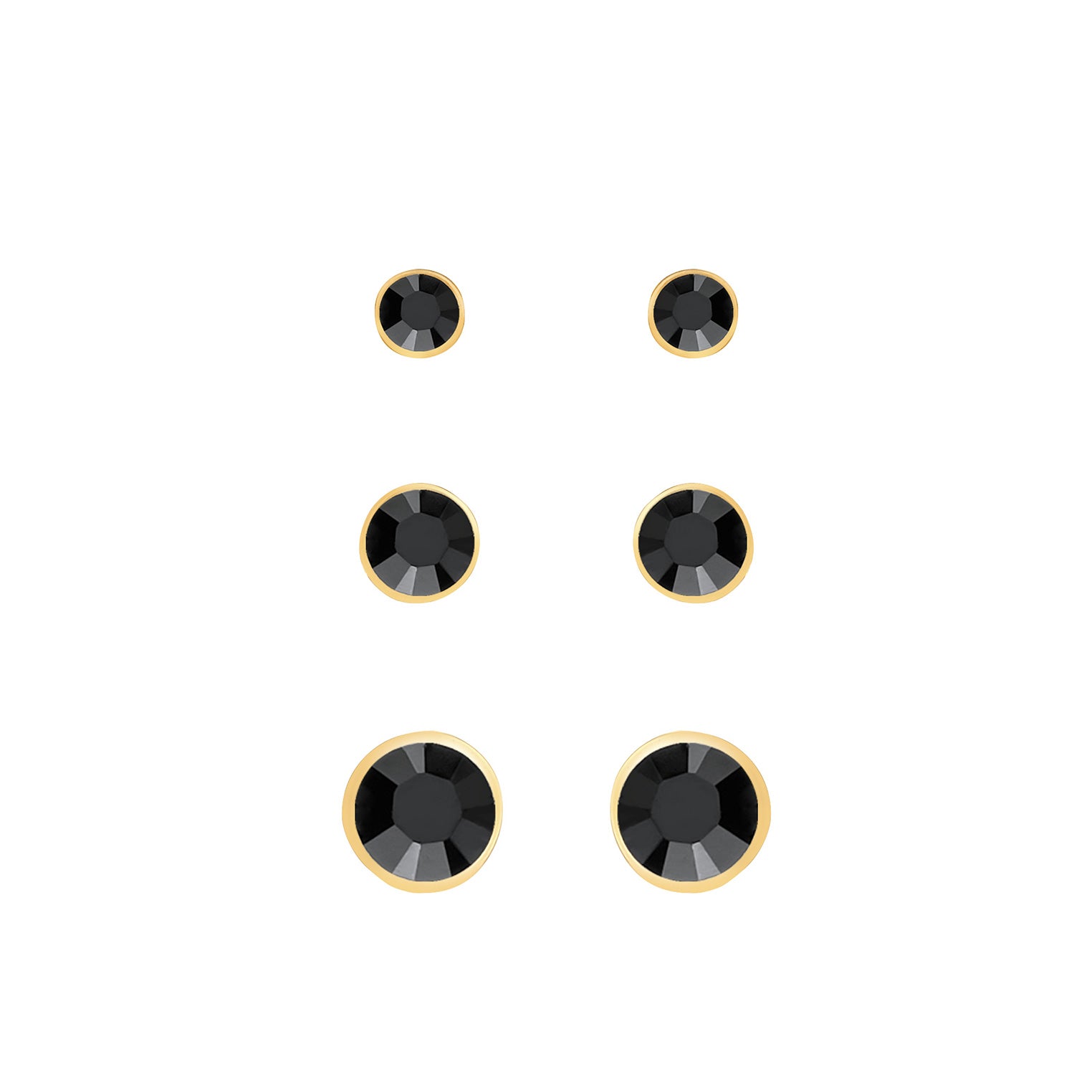 Gold - Elli | Ohrstecker | Kristall ( Schwarz ) | 925 Sterling Silber vergoldet