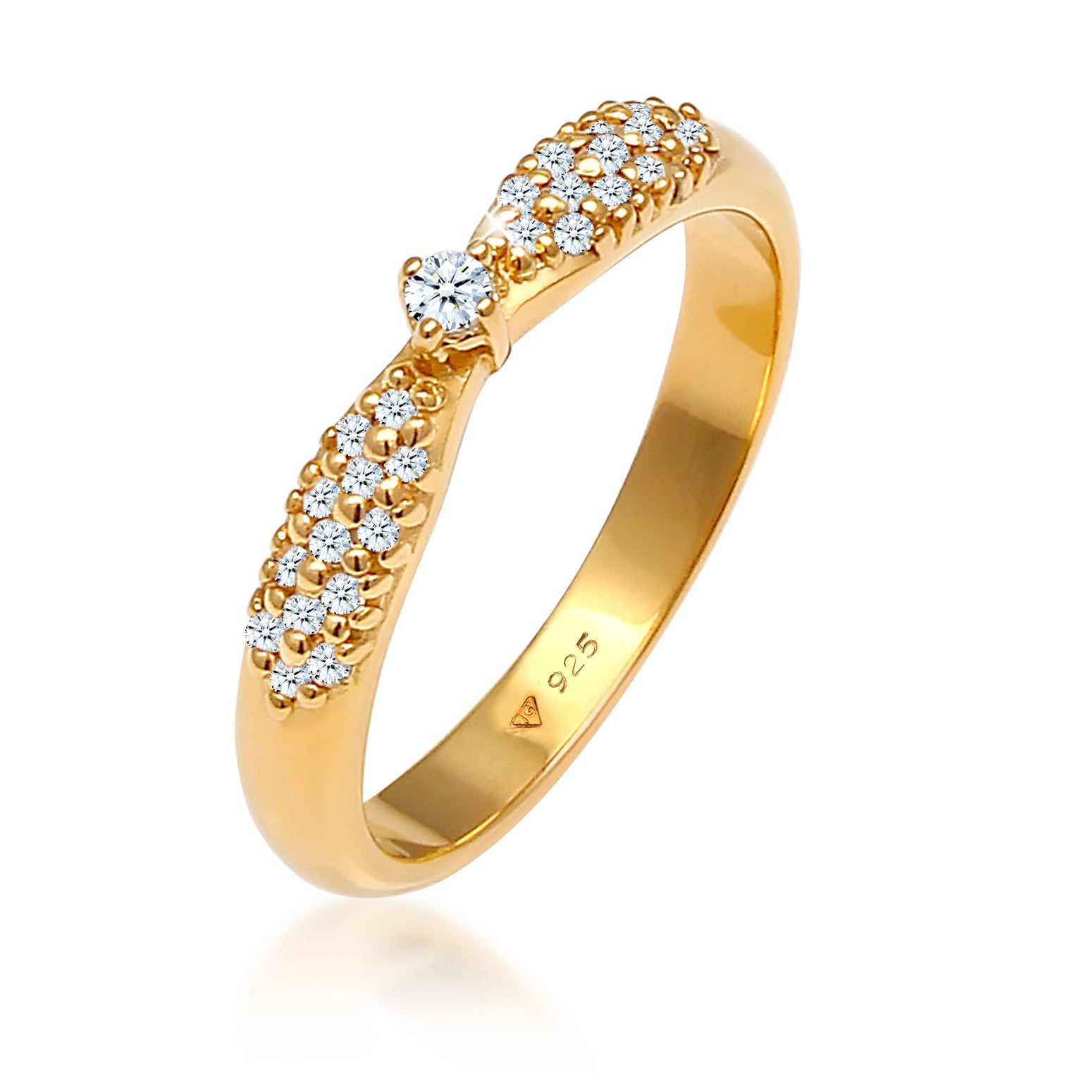 Gold - Elli DIAMONDS | Verlobungsring | Diamant ( Weiß, 0,16 ct ) | 925 Sterling Silber vergoldet