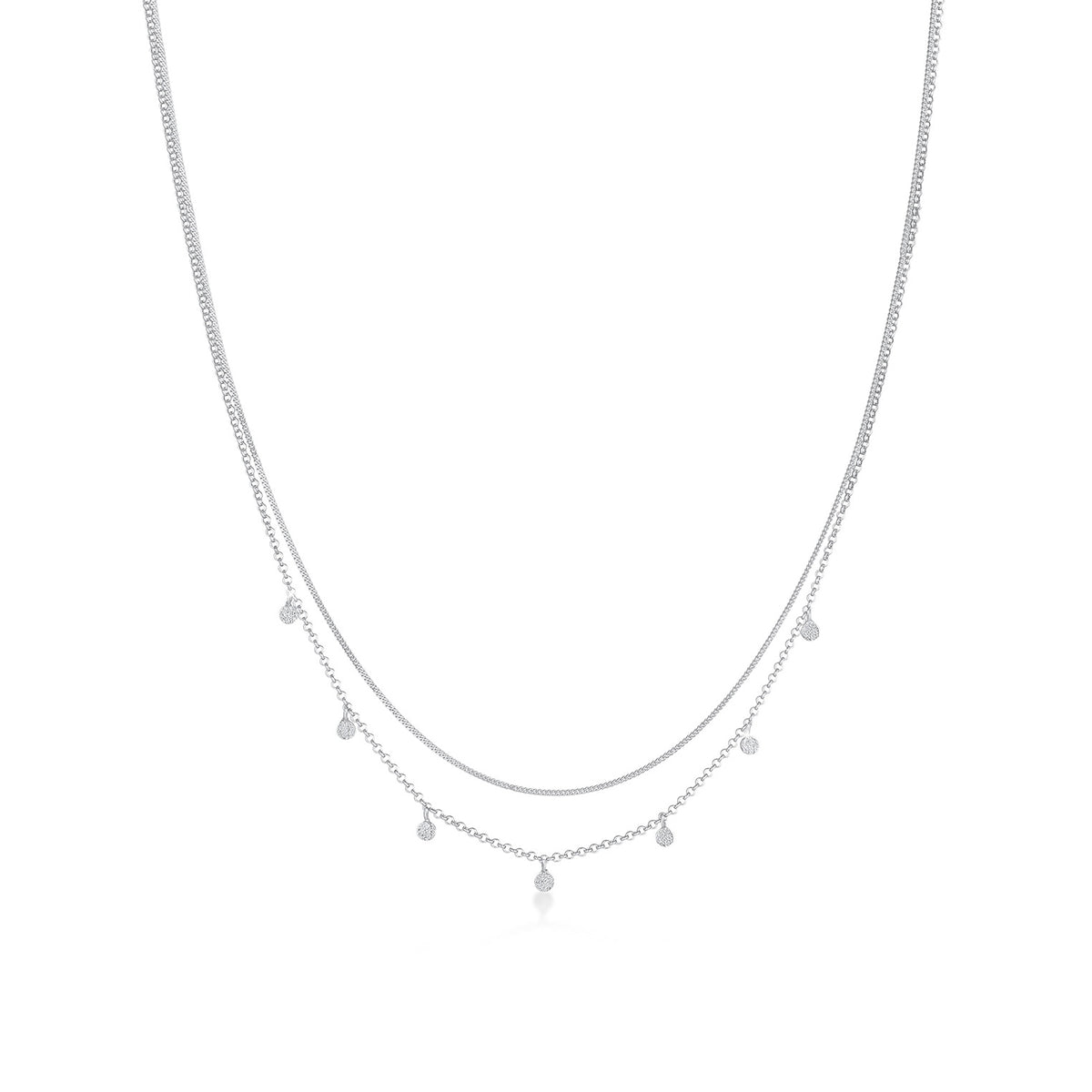 Silber - Elli | Layer-Halskette Disc | 925er Sterling Silber