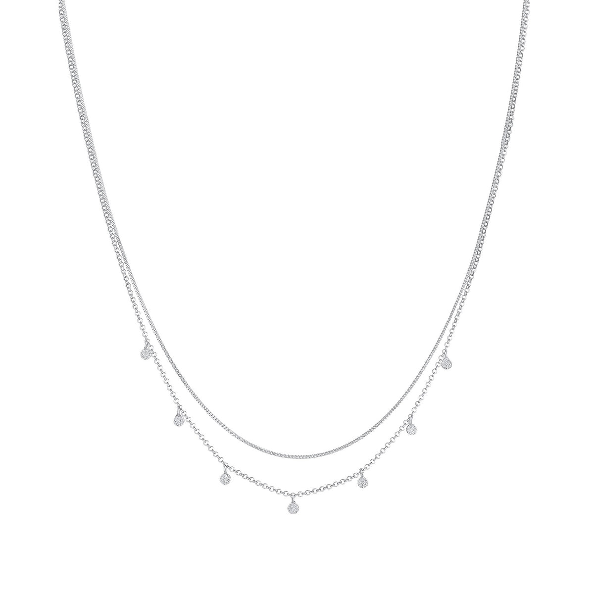 Silber - Elli | Layer-Halskette Disc | 925er Sterling Silber