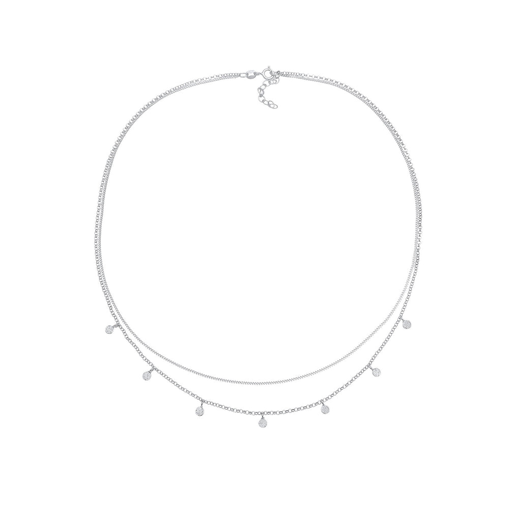 Silber - Elli | Layer-Halskette Disc | 925er Sterling Silber