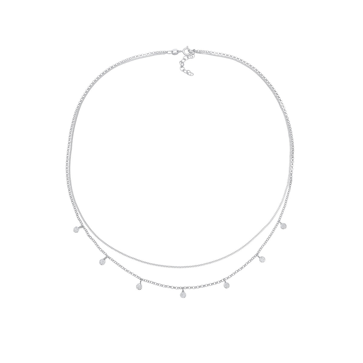 Silber - Elli | Layer-Halskette Disc | 925er Sterling Silber