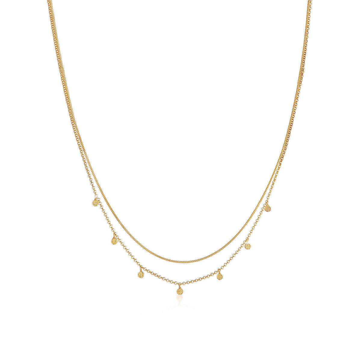 Gold - Elli | Layer-Halskette Disc | 925er Sterling Silber vergoldet