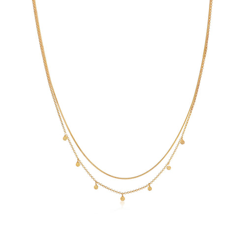 Gold - Elli | Layer-Halskette Disc | 925er Sterling Silber vergoldet