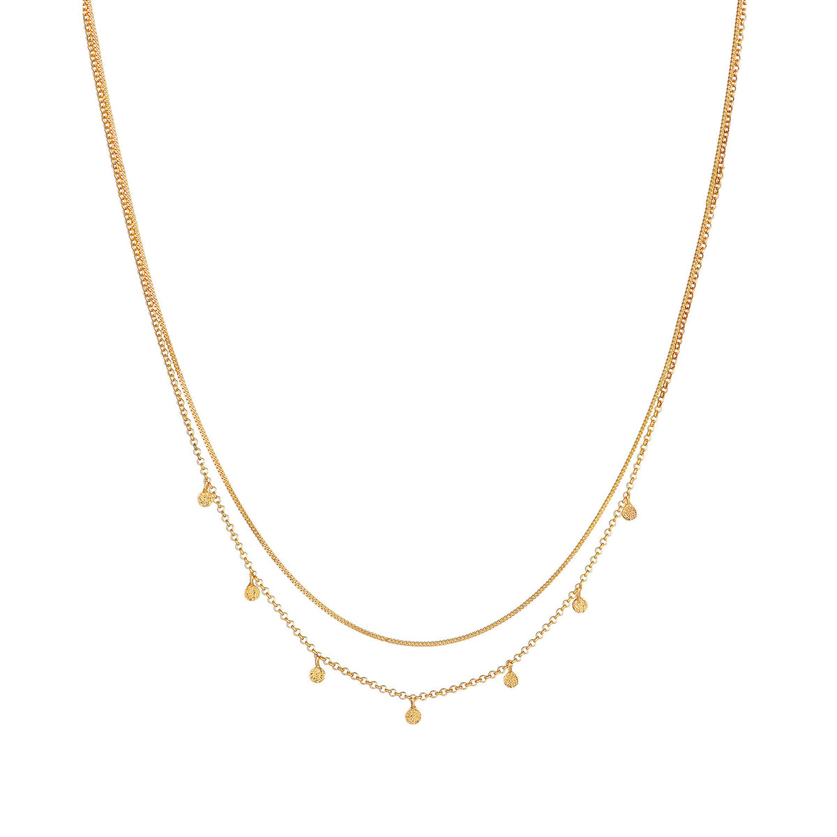 Gold - Elli | Layer-Halskette Disc | 925er Sterling Silber vergoldet