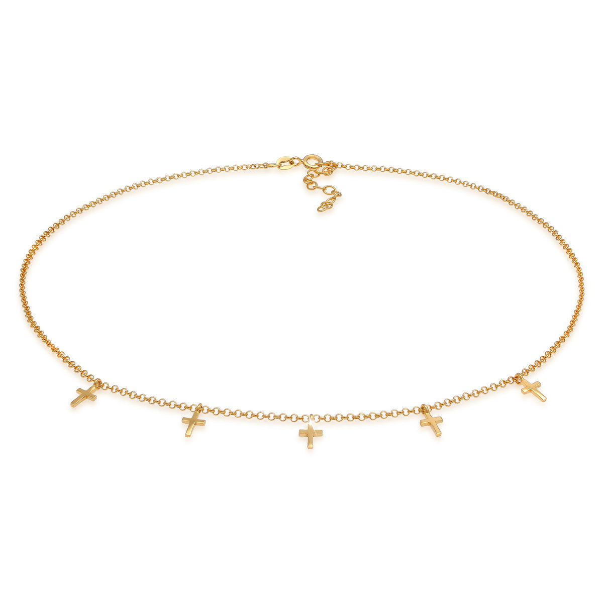 Gold - Elli | Choker Kreuz Anhänger | 925er Sterling Silber vergoldet