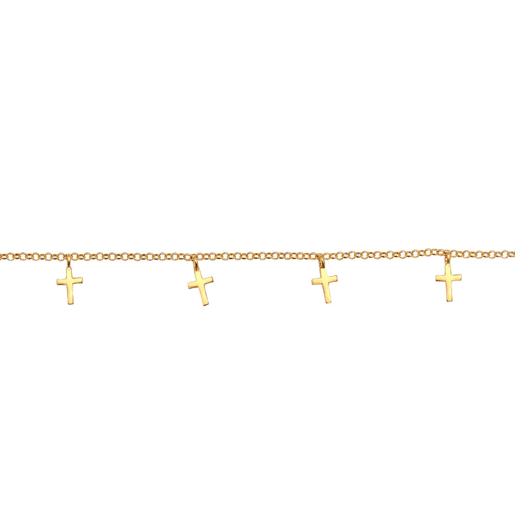 Gold - Elli | Choker Kreuz Anhänger | 925er Sterling Silber vergoldet
