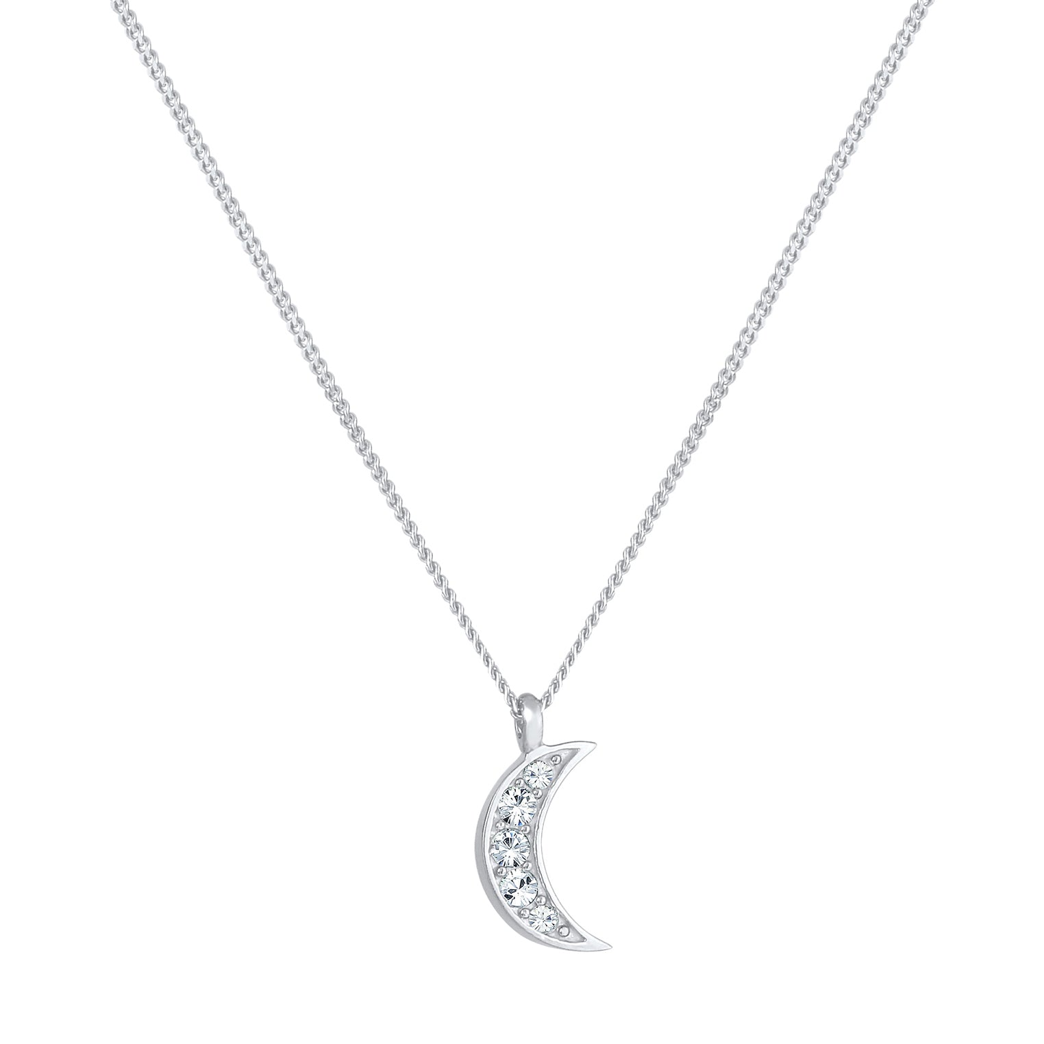 Silber - Elli | Halskette Astro | Mit Kristallen von Swarovski® (Weiß) | 925er Sterling Silber