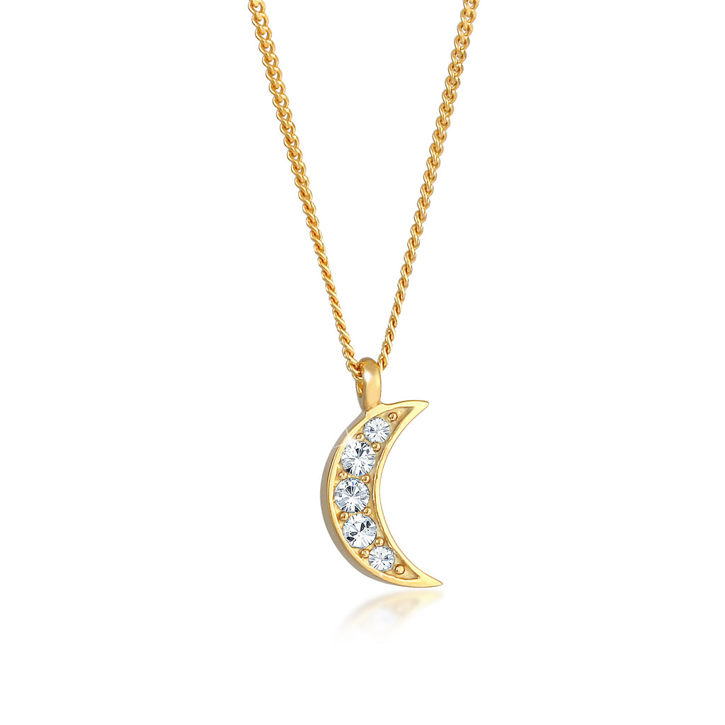 Gold - Elli | Halskette Astro | Mit Kristallen von Swarovski® (Weiß) | 925 Sterling Silber vergoldet