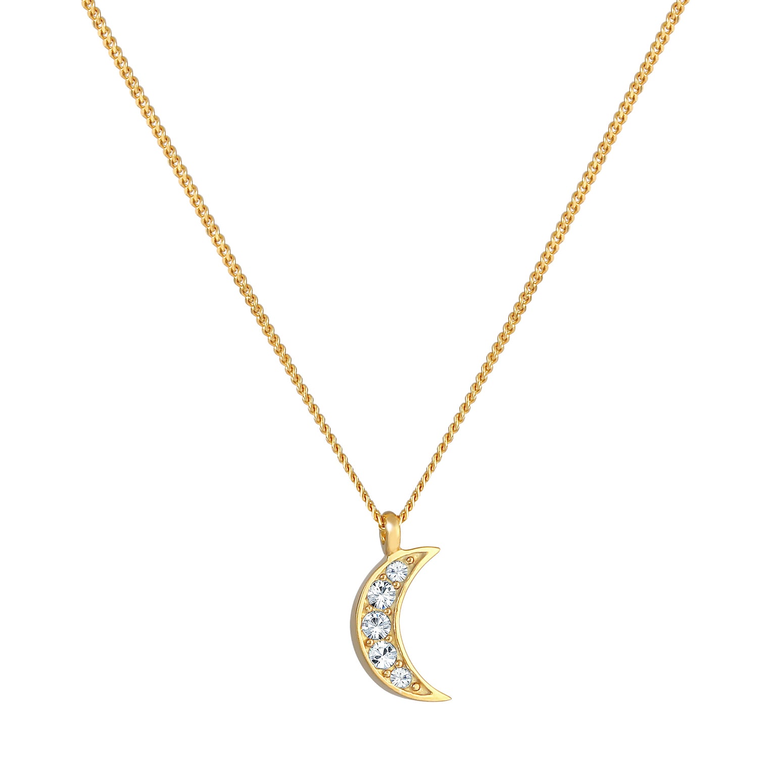 Gold - Elli | Halskette Astro | Mit Kristallen von Swarovski® (Weiß) | 925 Sterling Silber vergoldet