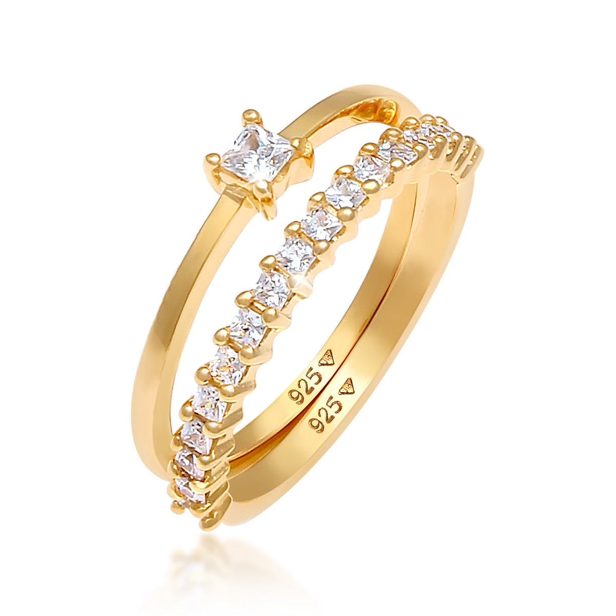 Gold - Elli | Ring | Zirkonia ( Weiß ) | 925 Sterling Silber vergoldet