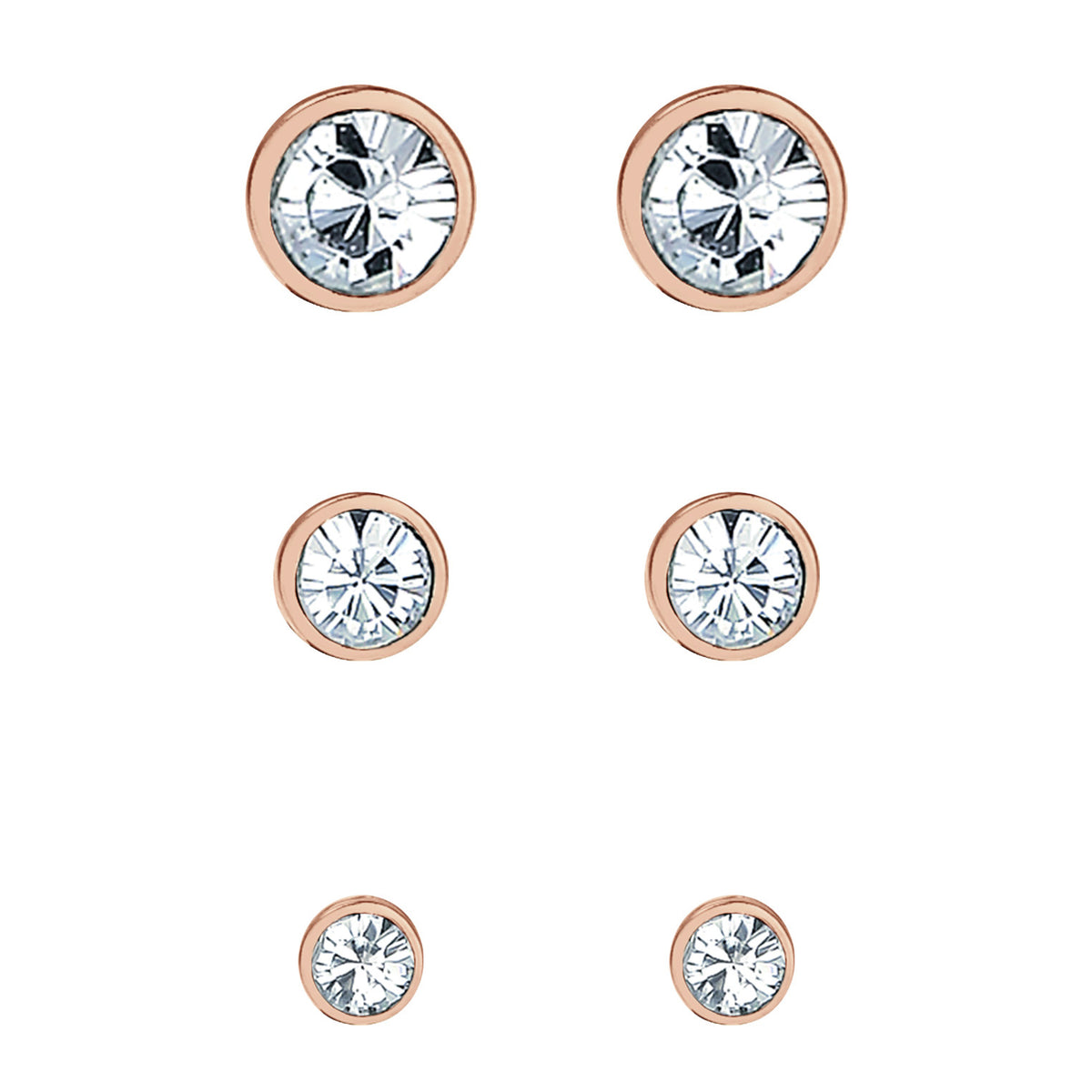 Roségold - Elli | Ohrstecker | Mit Kristallen von Swarovski® (Weiß) | 925 Sterling Silber Rosegold