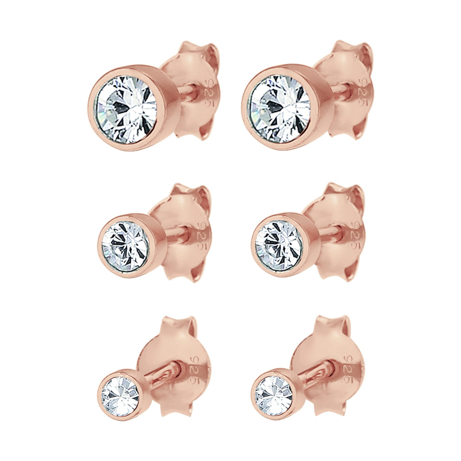 Roségold - Elli | Ohrstecker | Mit Kristallen von Swarovski® (Weiß) | 925 Sterling Silber Rosegold