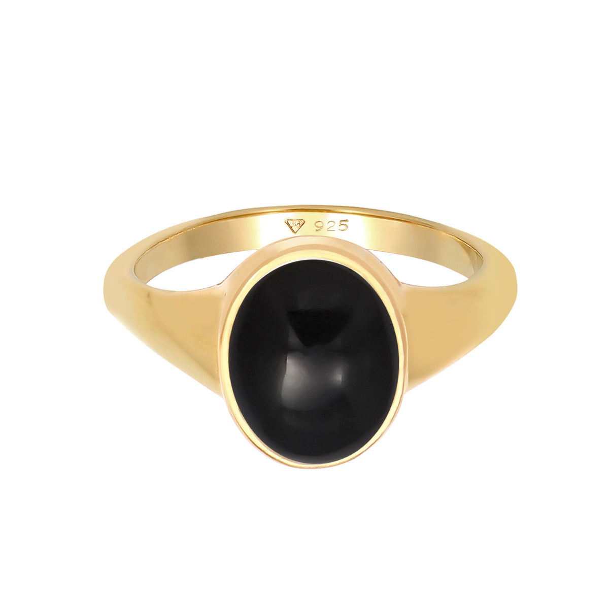 Gold - Elli | Siegelring | Onyx ( Schwarz ) | 925 Sterling Silber vergoldet
