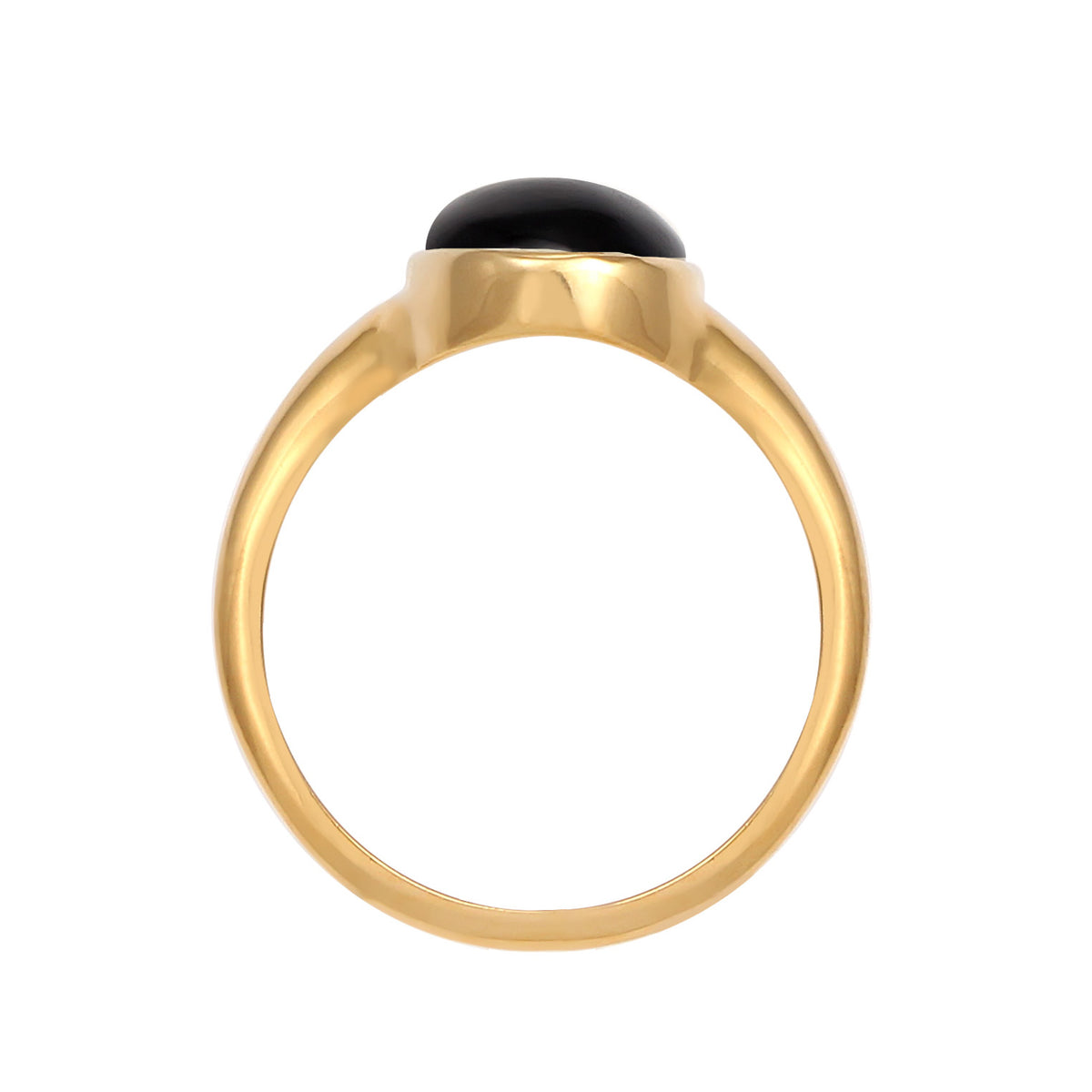 Gold - Elli | Siegelring | Onyx ( Schwarz ) | 925 Sterling Silber vergoldet