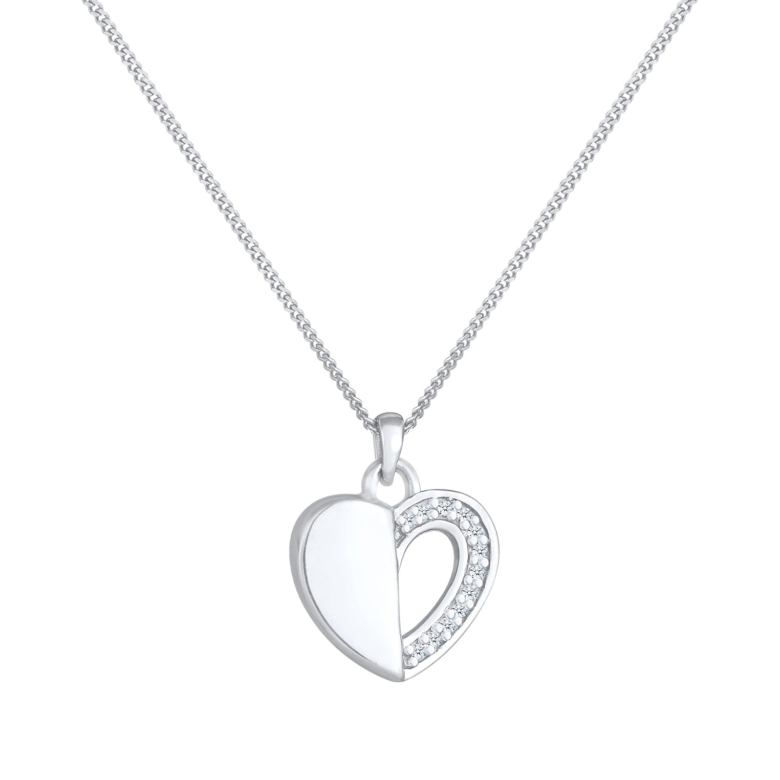 Silber - Elli DIAMONDS | Halskette | Diamant ( Weiß, 0,06 ct ) | 925er Sterling Silber