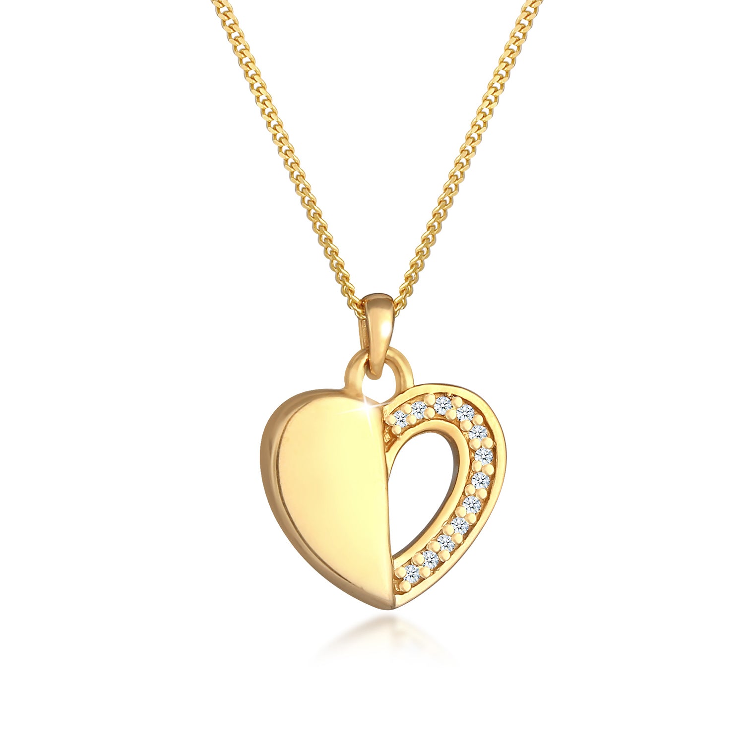 Gold - Elli DIAMONDS | Halskette | Diamant ( Weiß, 0,06 ct ) | 925 Sterling Silber vergoldet