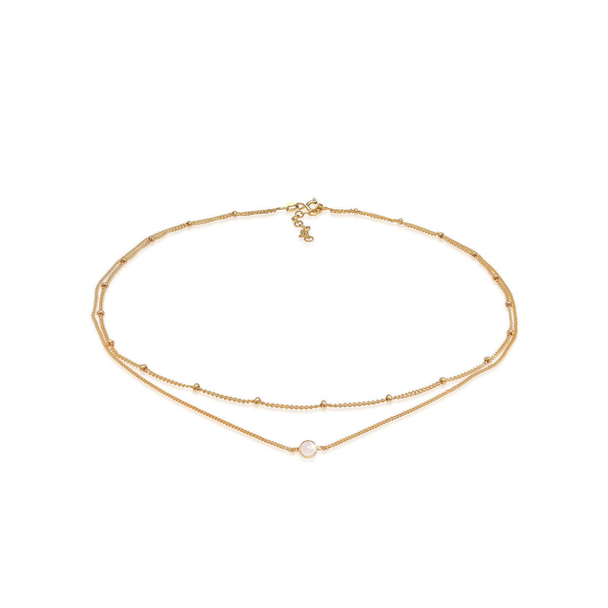 Gold - Elli | Layer-Choker | Opal Pink | 925 Sterling Silber vergoldet